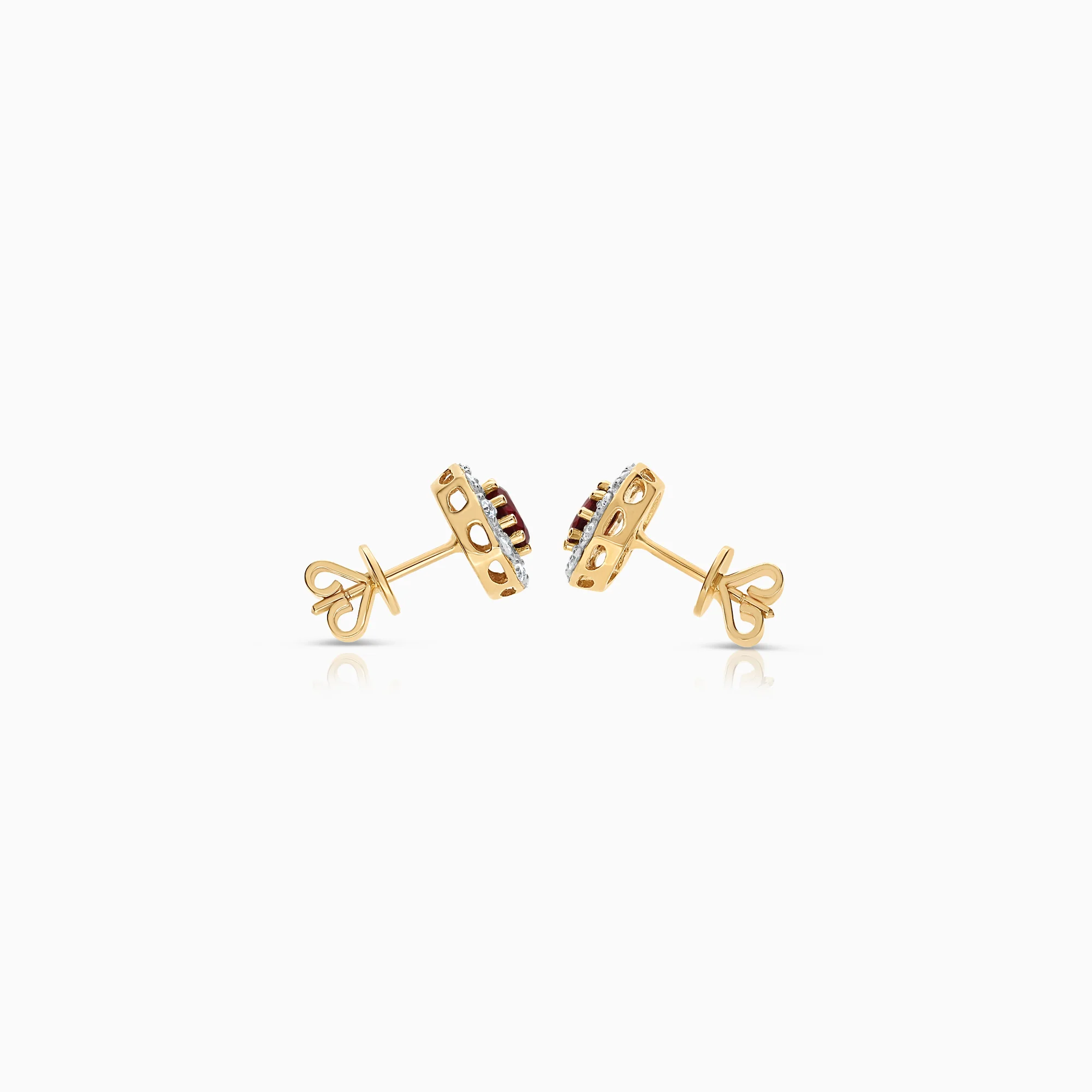 Diamond earrings with rubies 0.36ct 18K gold - Image 2