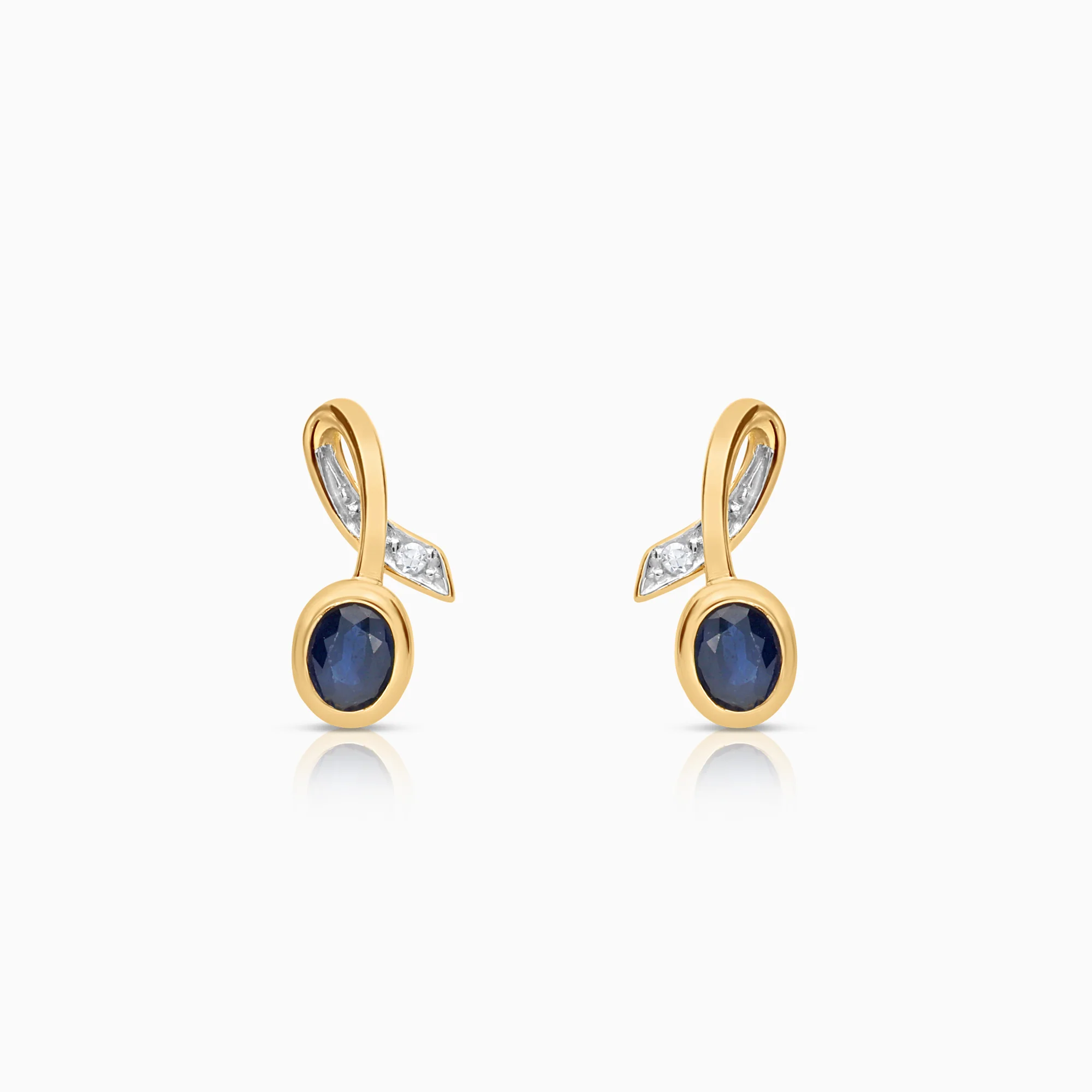Diamond earrings with sapphires 0.03ct 18K gold