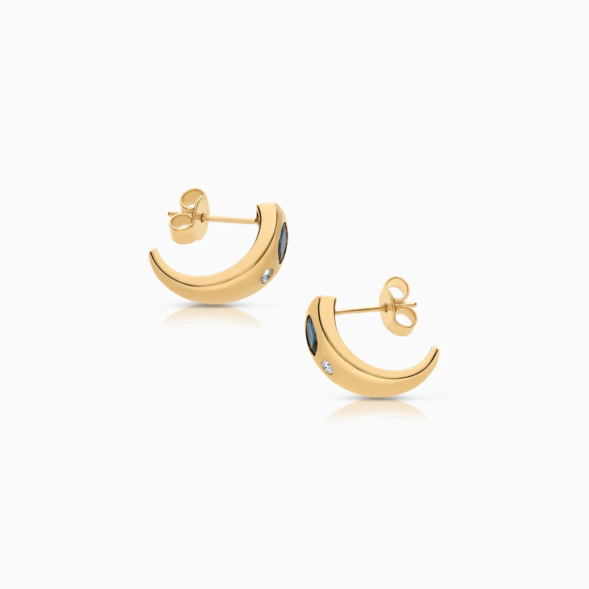 Diamond earrings with sapphires 0.06ct 18K gold - Image 2