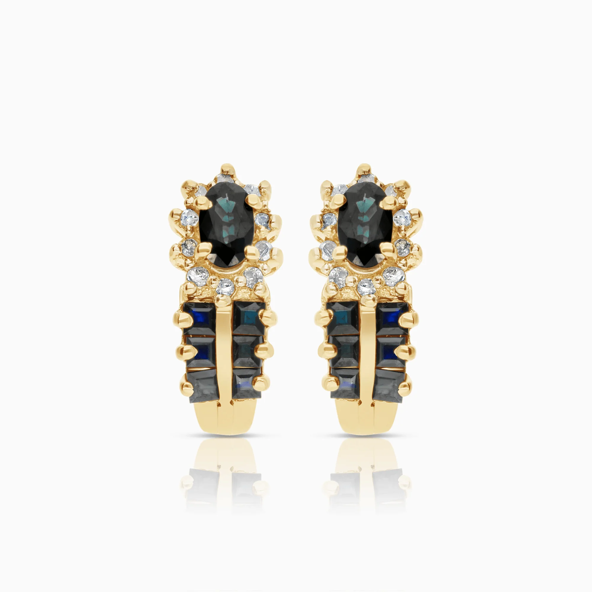 Diamond earrings with sapphires 0.10ct 14K gold