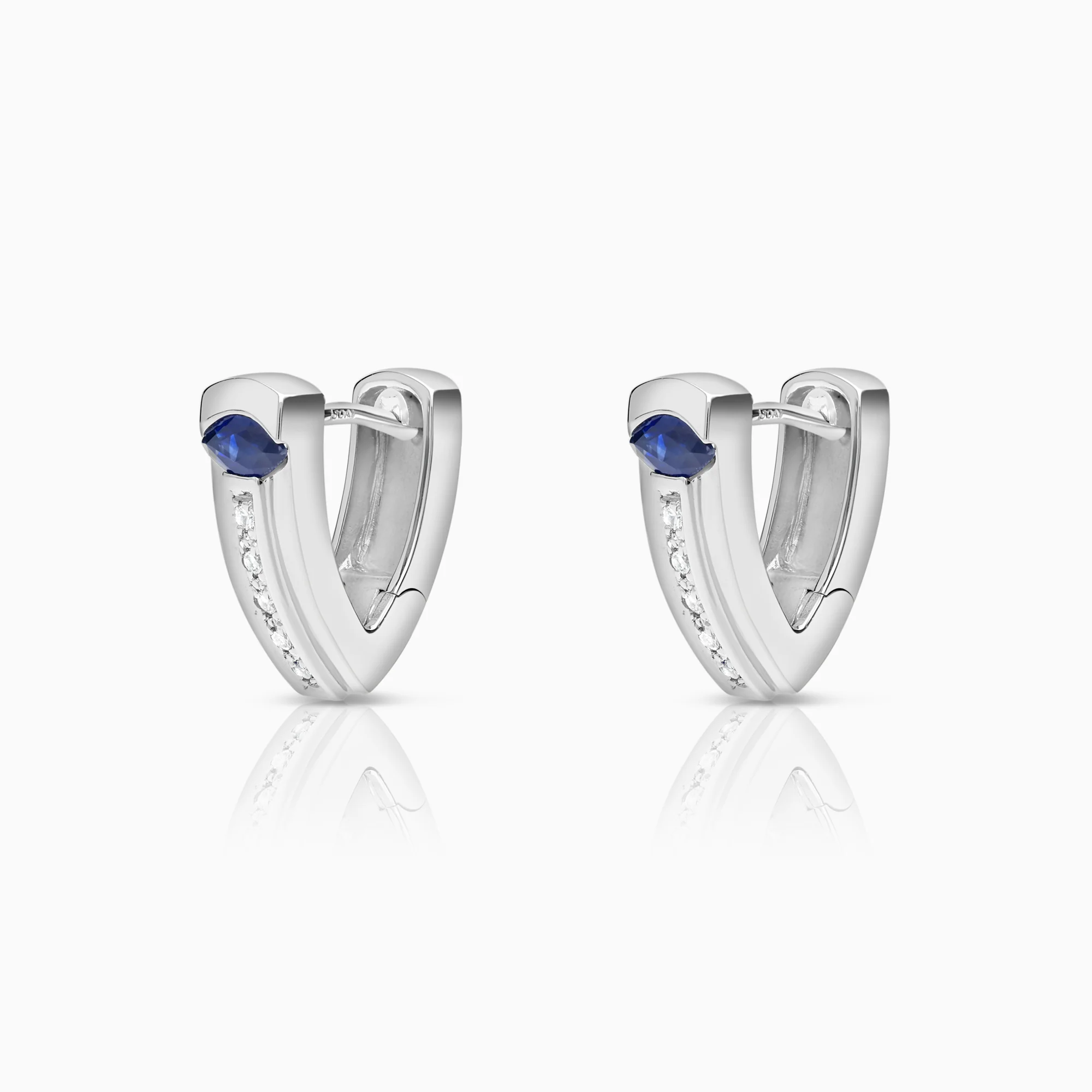 Diamond earrings with sapphires 0.15ct 18K white gold