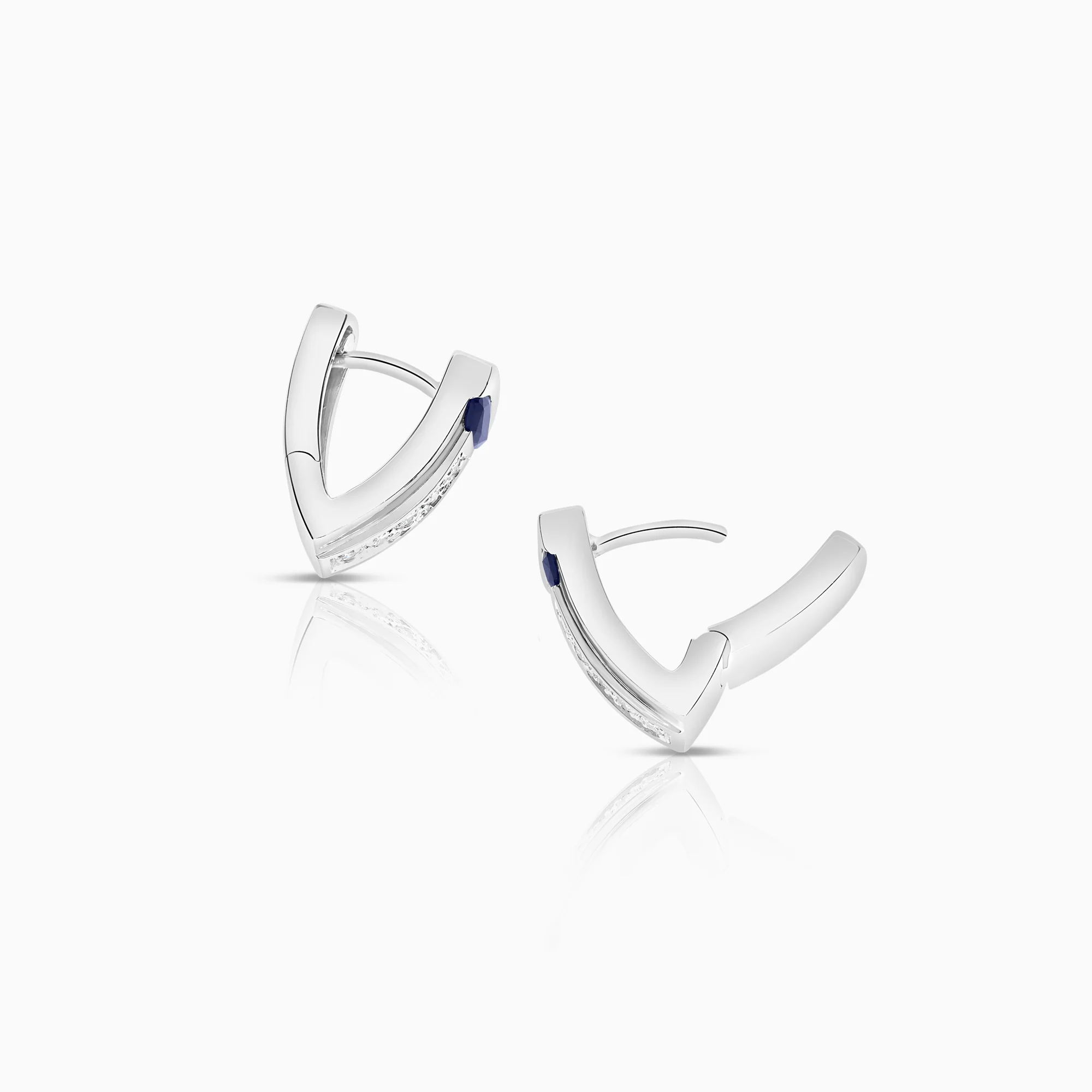 Diamond earrings with sapphires 0.15ct 18K white gold - Image 2