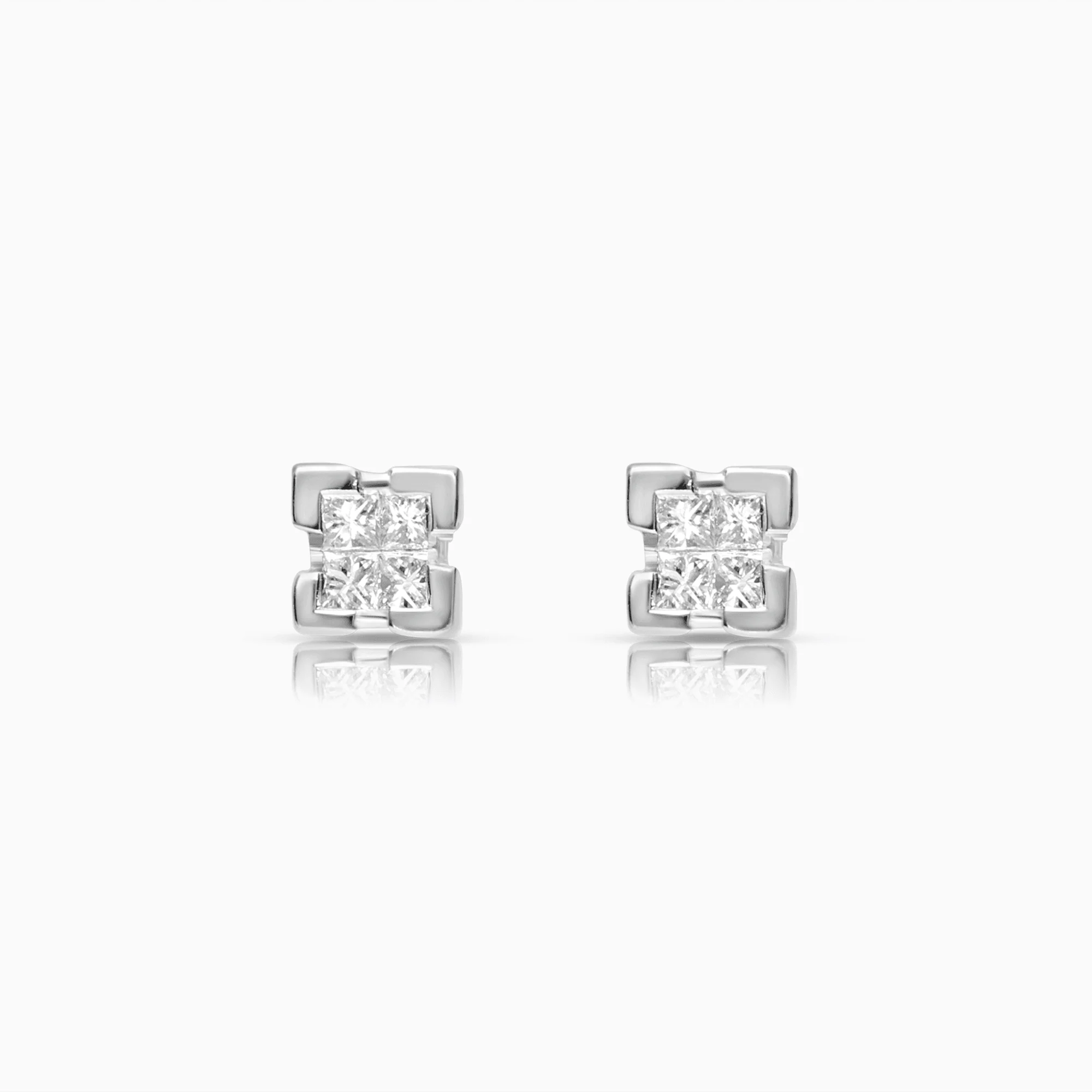 Diamond Earrings Princess 0.16ct 18K White Gold