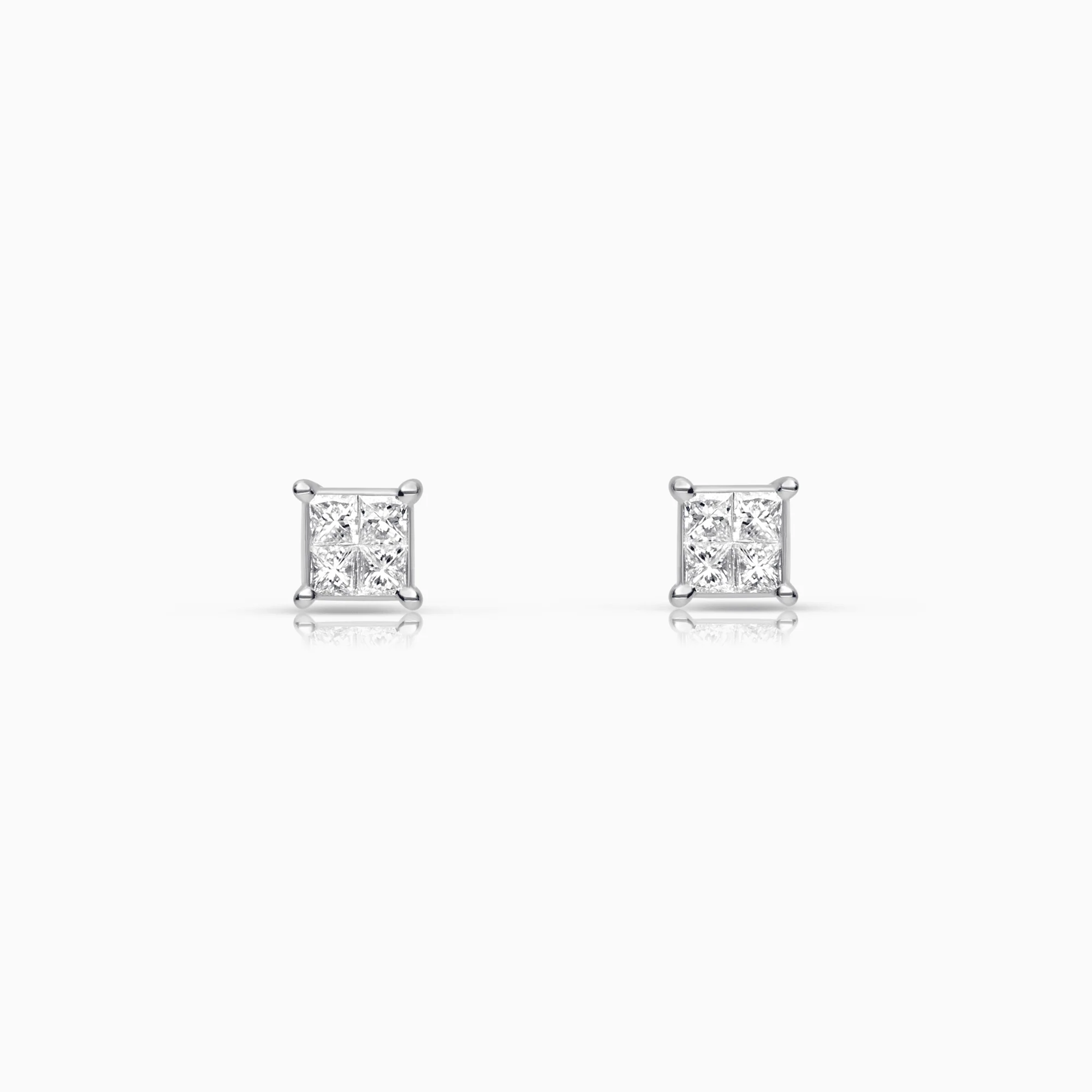 Diamond earrings princess 0.24ct 18K gold