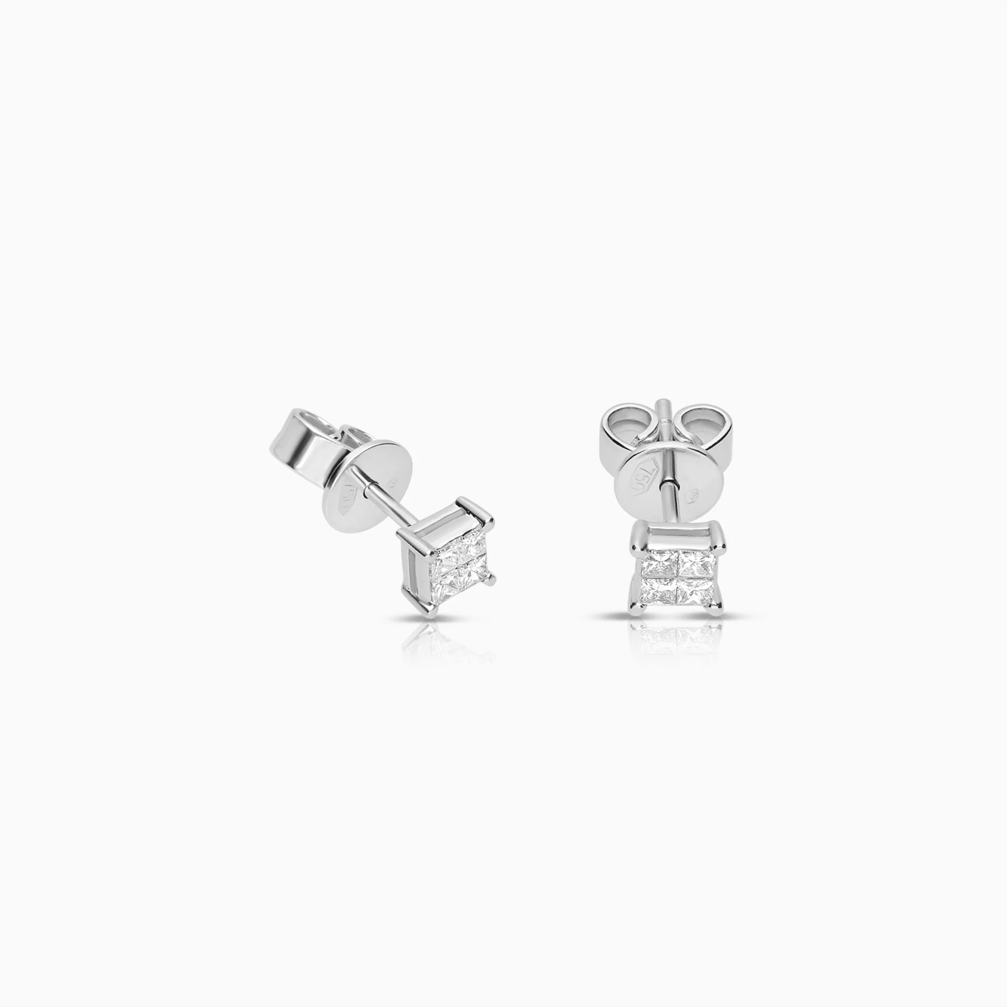 Diamond earrings princess 0.24ct 18K gold - Image 2