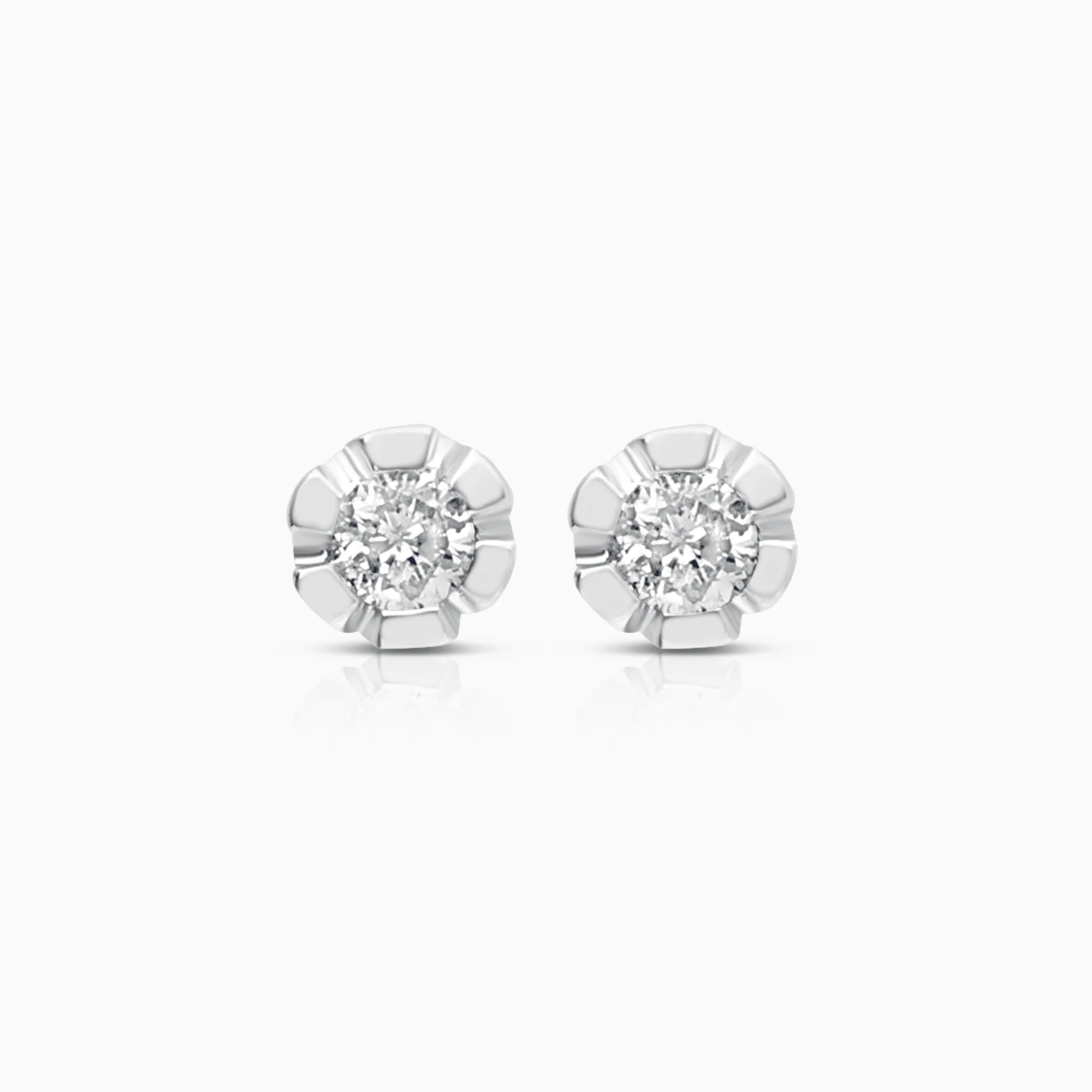Diamond solitaire earrings 0.06ct 18K white gold