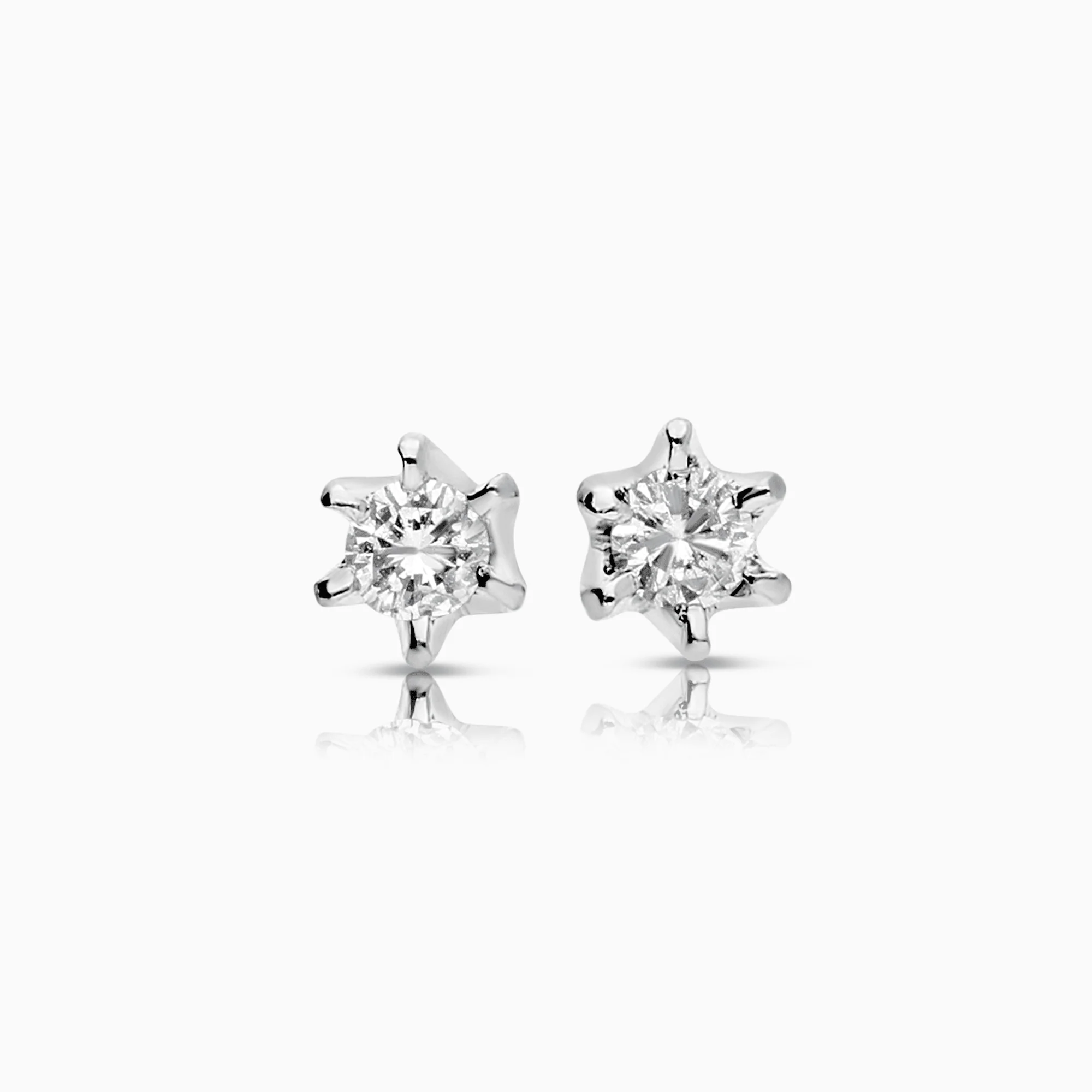 Diamond solitaire earrings 0.08ct 18K white gold