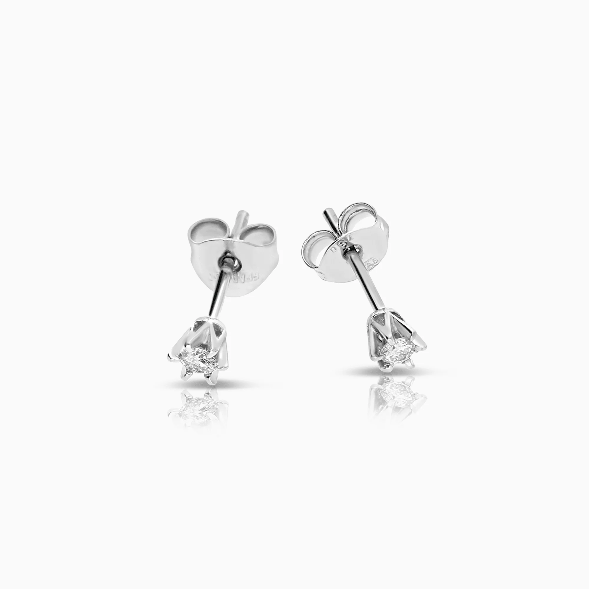 Diamond solitaire earrings 0.08ct 18K white gold - Image 2