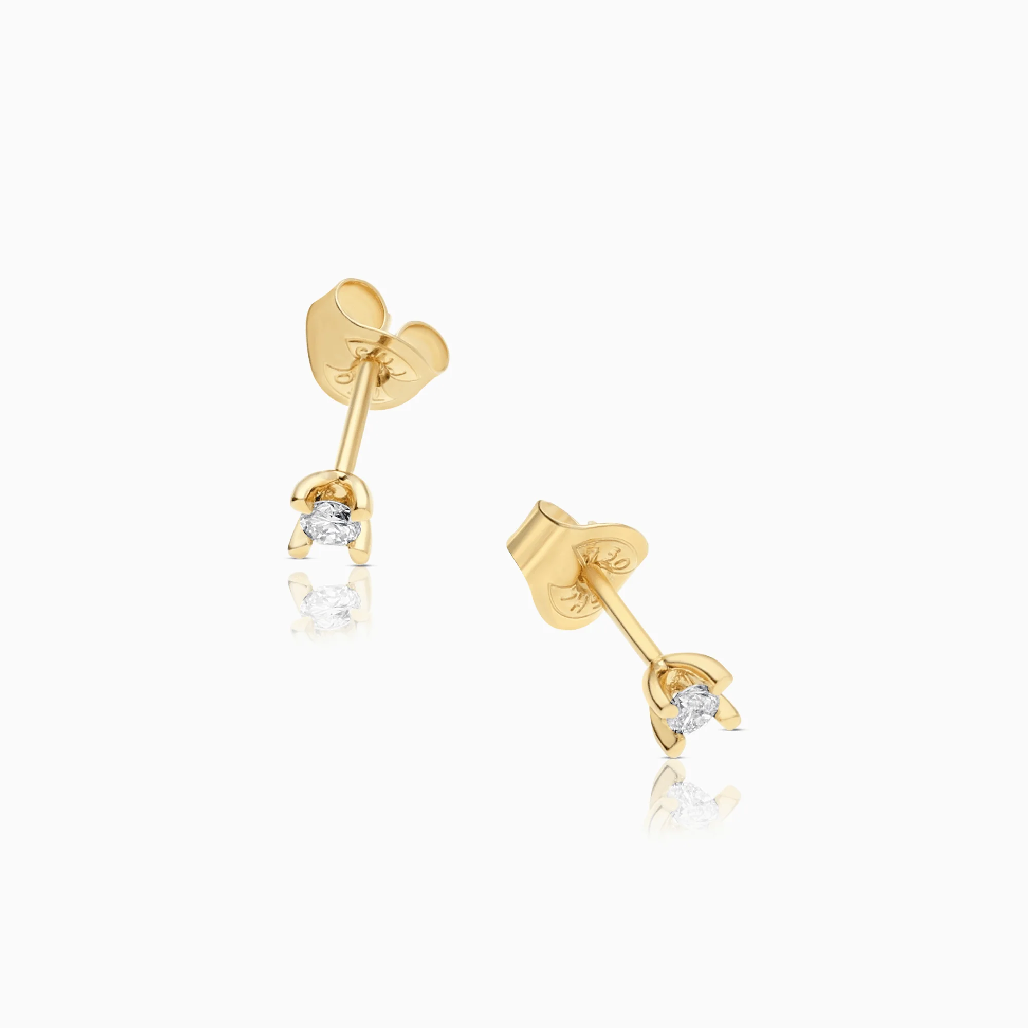Diamond earrings solitaire 0.10ct 18K gold - Image 2