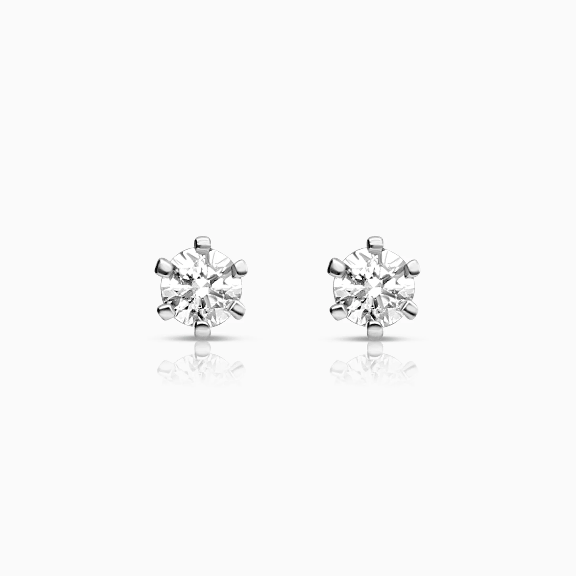 Diamond Earrings Solitaire 0.10ct 18K White Gold
