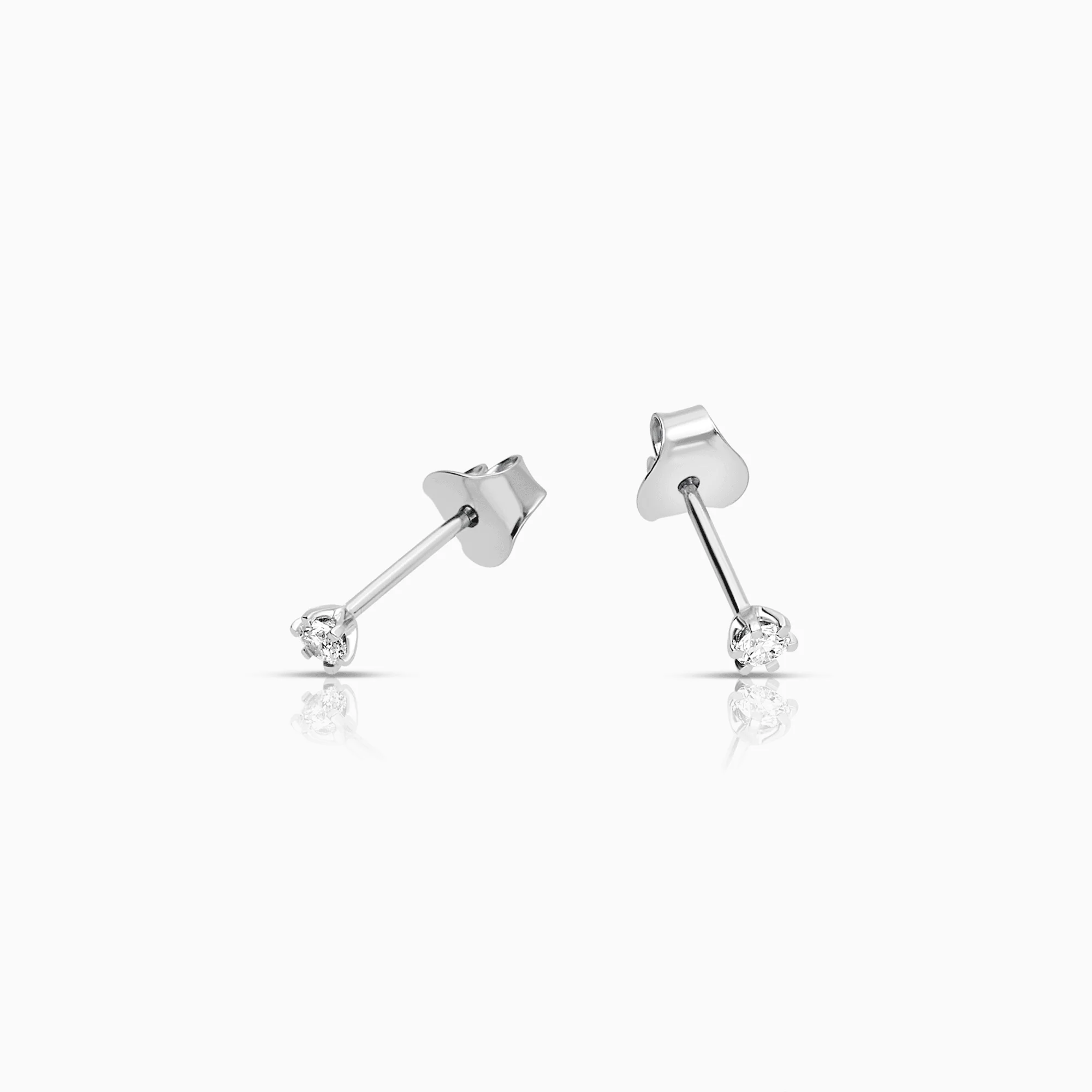 Diamond Earrings Solitaire 0.10ct 18K White Gold - Image 2