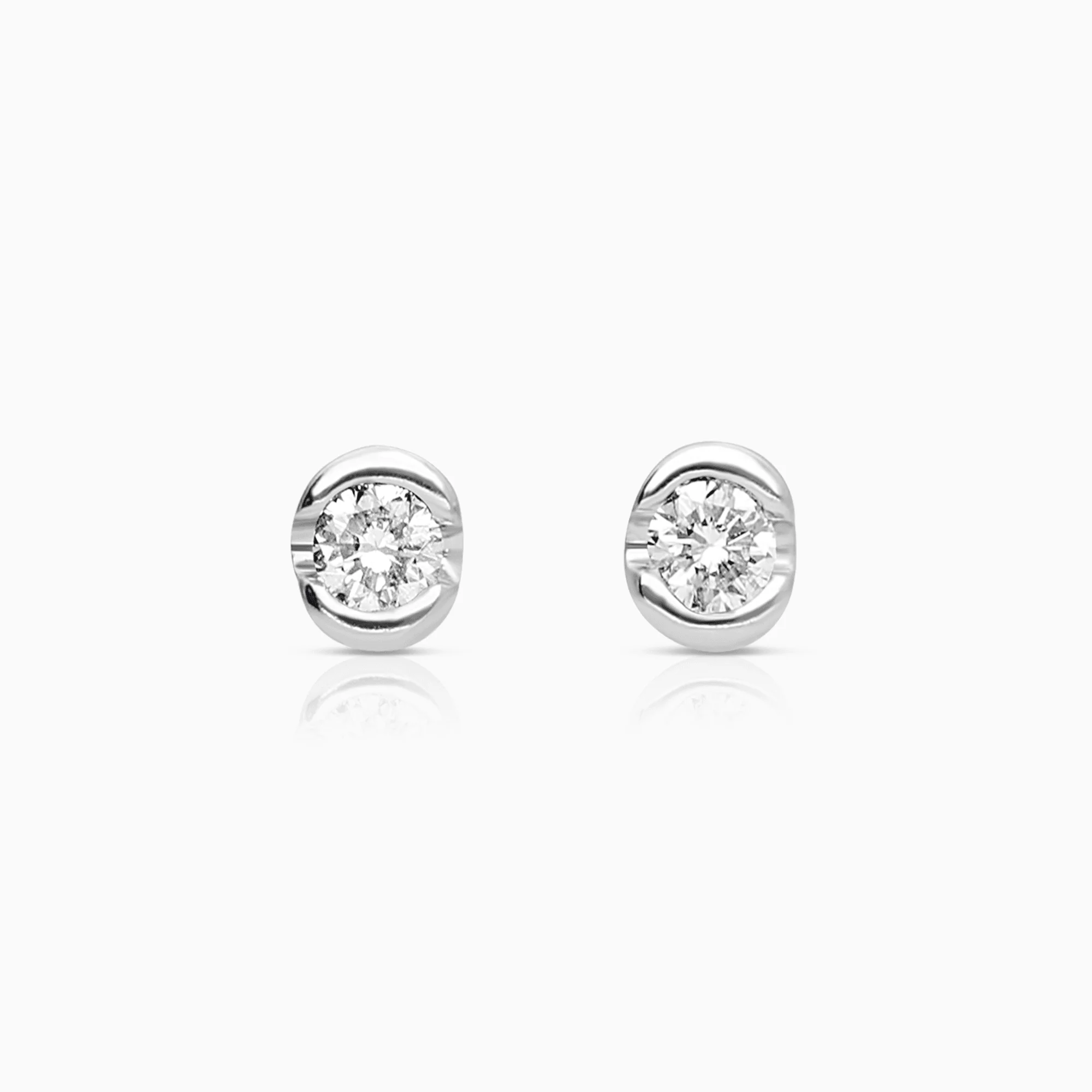 Diamond Earrings Solitaire 0.10ct 18K White Gold