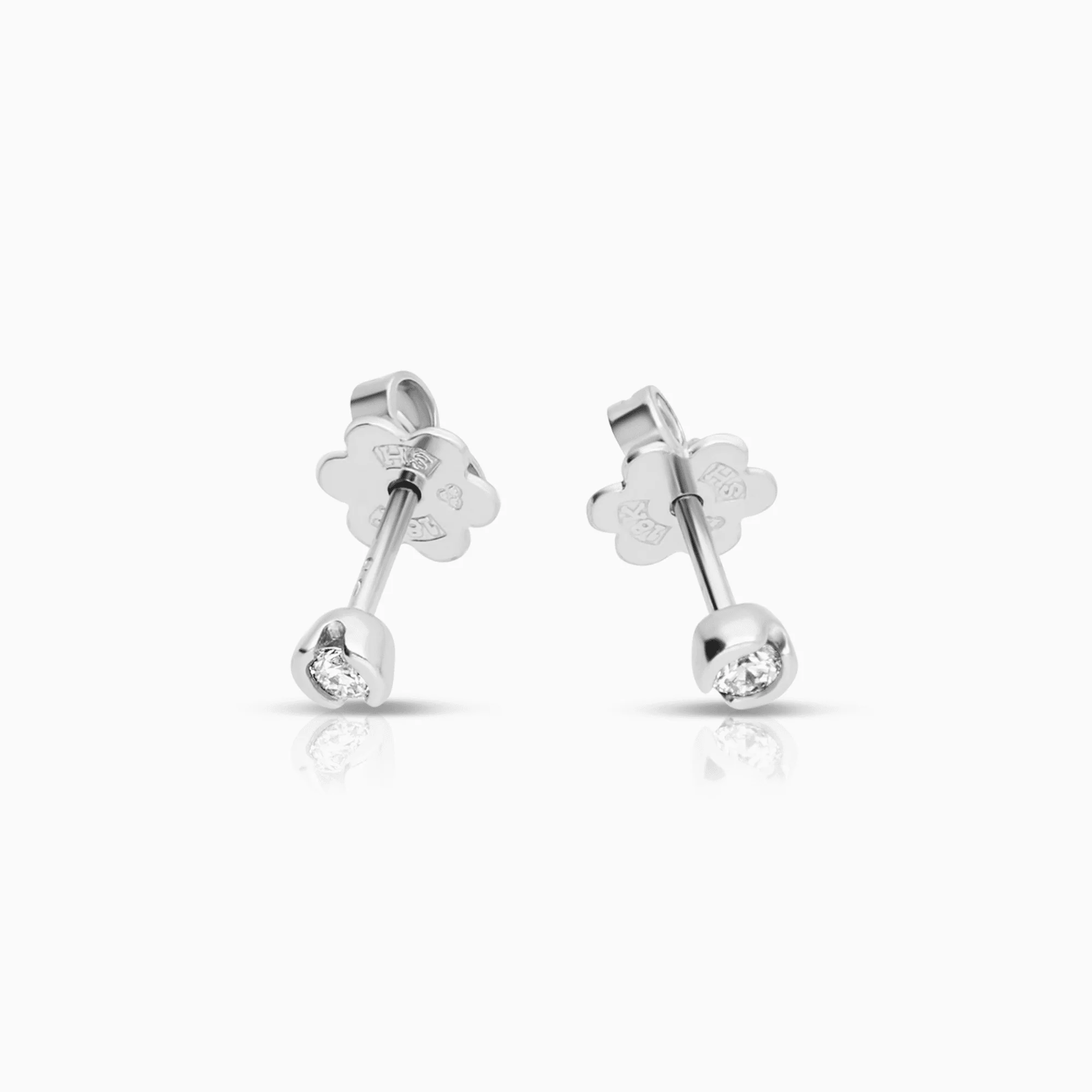 Diamond Earrings Solitaire 0.10ct 18K White Gold - Image 2