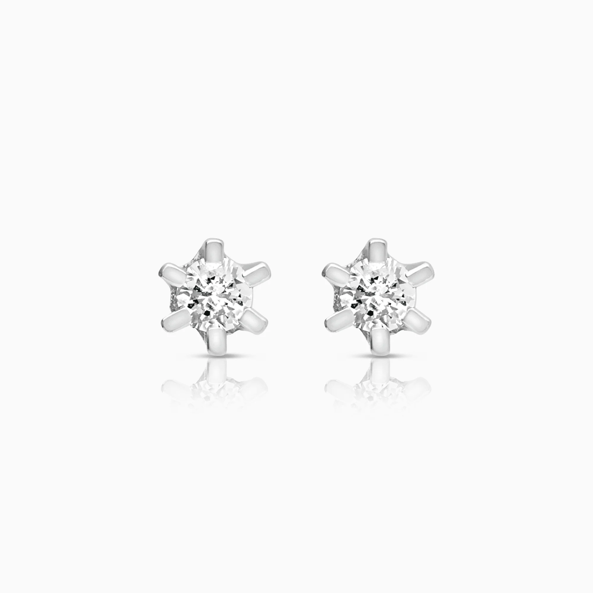Diamond Earrings Solitaire 0.10ct 18K White Gold