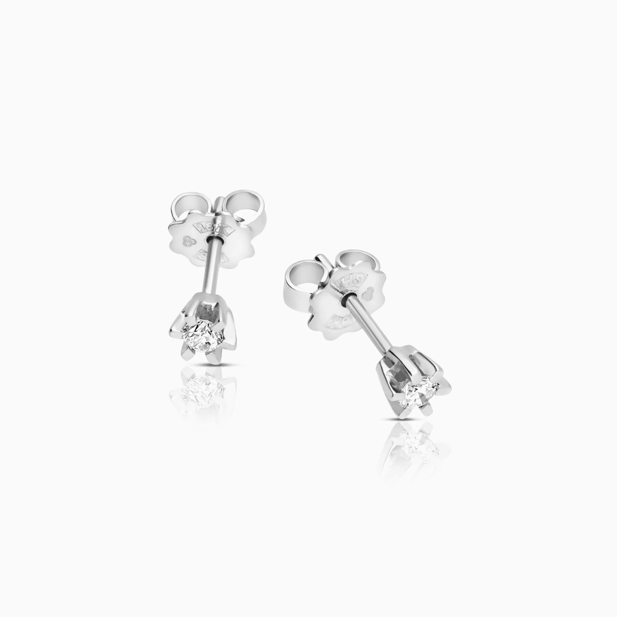 Diamond Earrings Solitaire 0.10ct 18K White Gold - Image 2