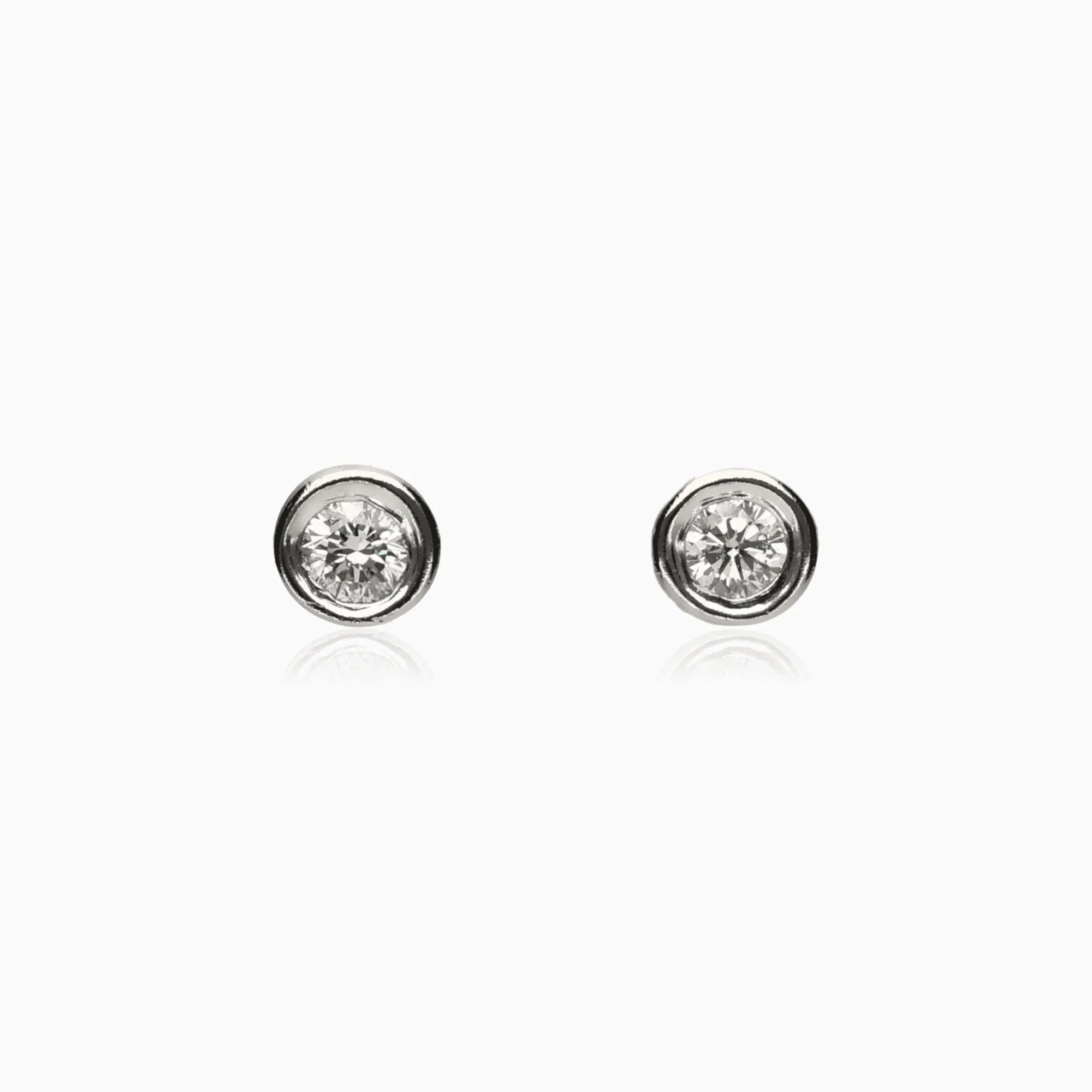 Diamond Solitaire Earrings 0.14ct 18K White Gold