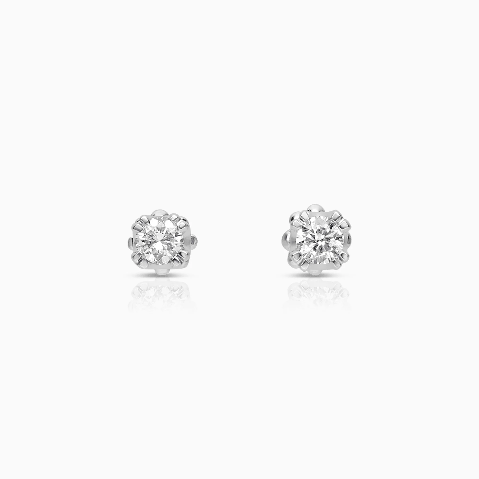 Diamond Solitaire Earrings 0.14ct 18K White Gold