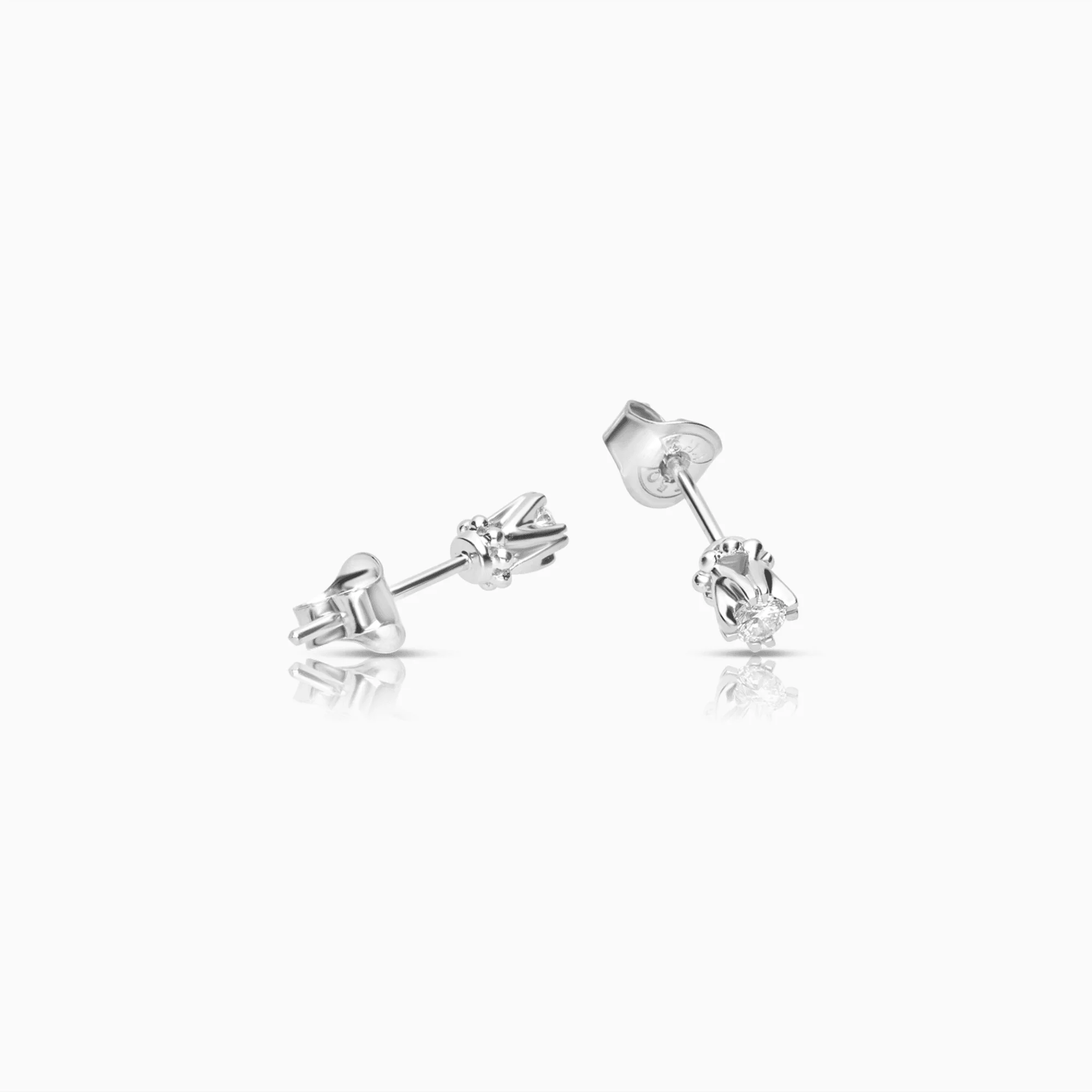 Diamond Solitaire Earrings 0.14ct 18K White Gold - Image 2