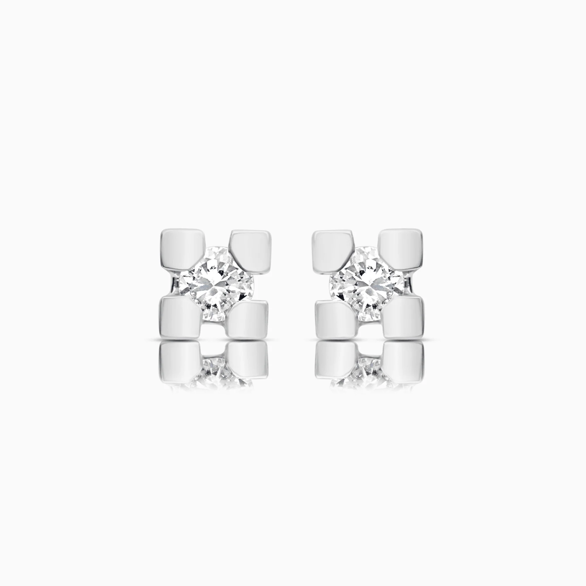 Diamond Solitaire Earrings 0.14ct 18K White Gold
