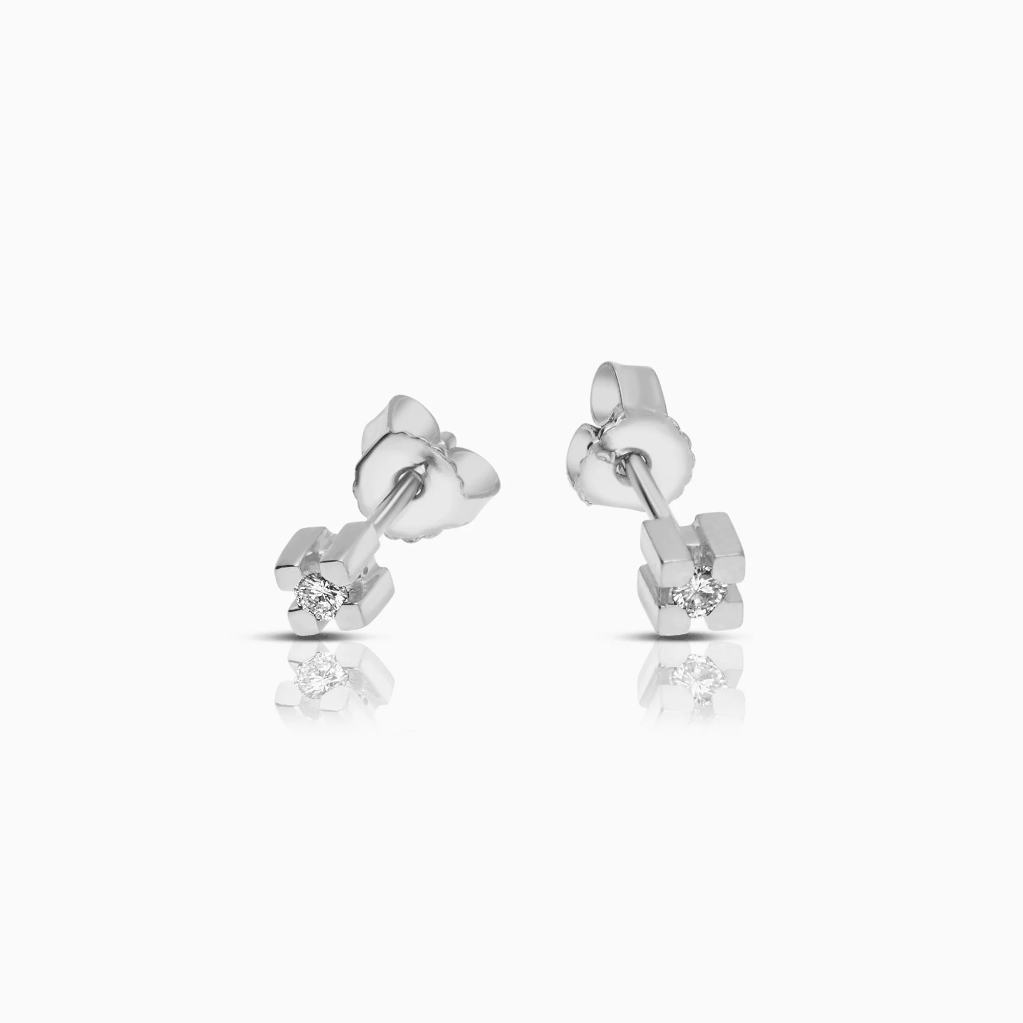 Diamond Solitaire Earrings 0.14ct 18K White Gold - Image 2