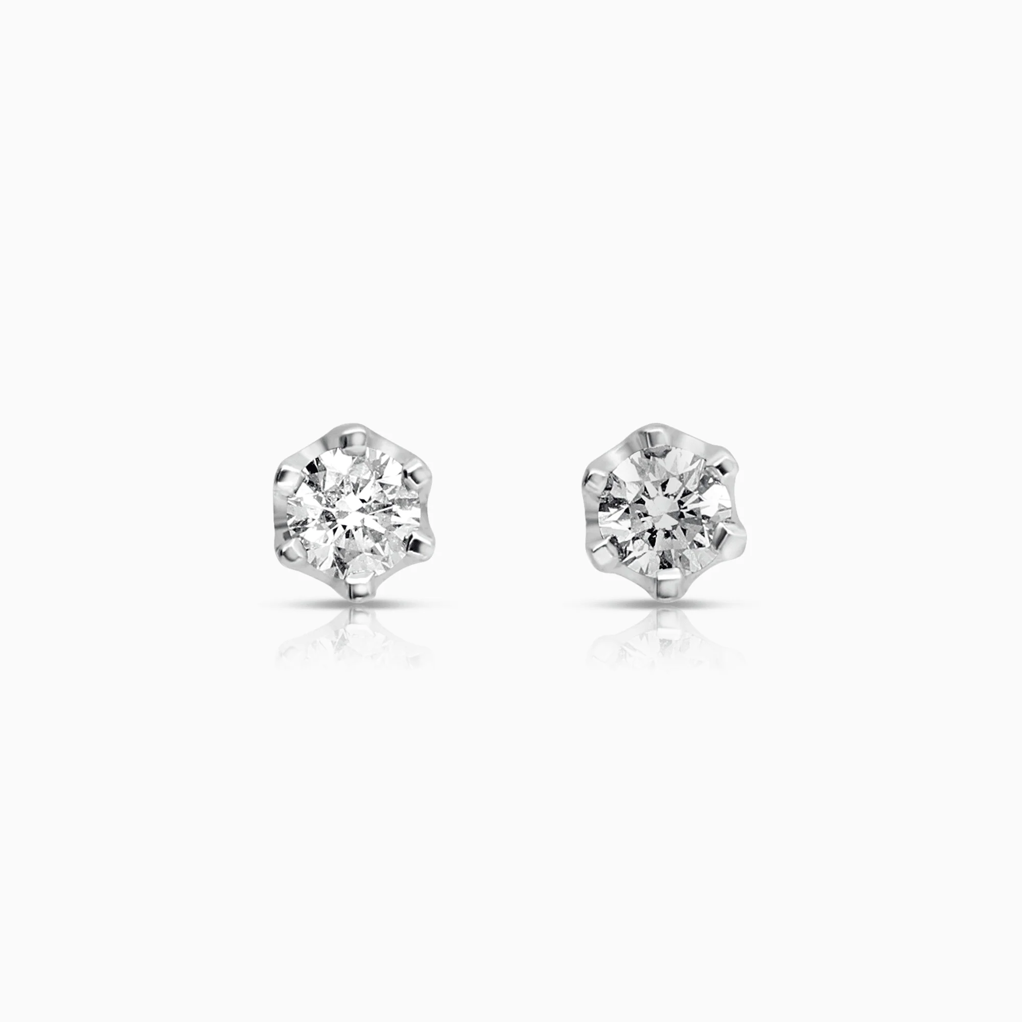 Diamond earrings solitaire 0.20ct 18K white gold