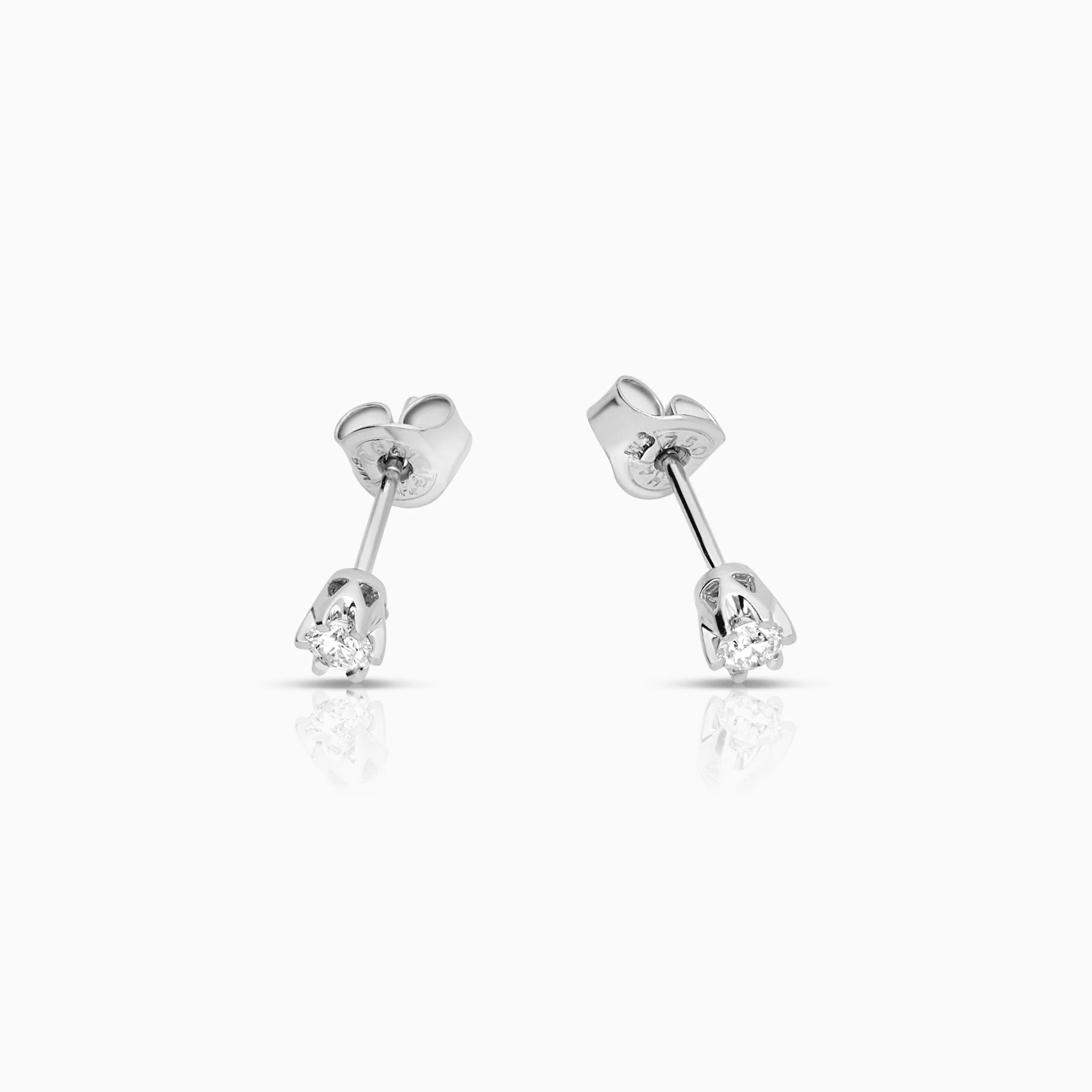 Diamond earrings solitaire 0.20ct 18K white gold - Image 2