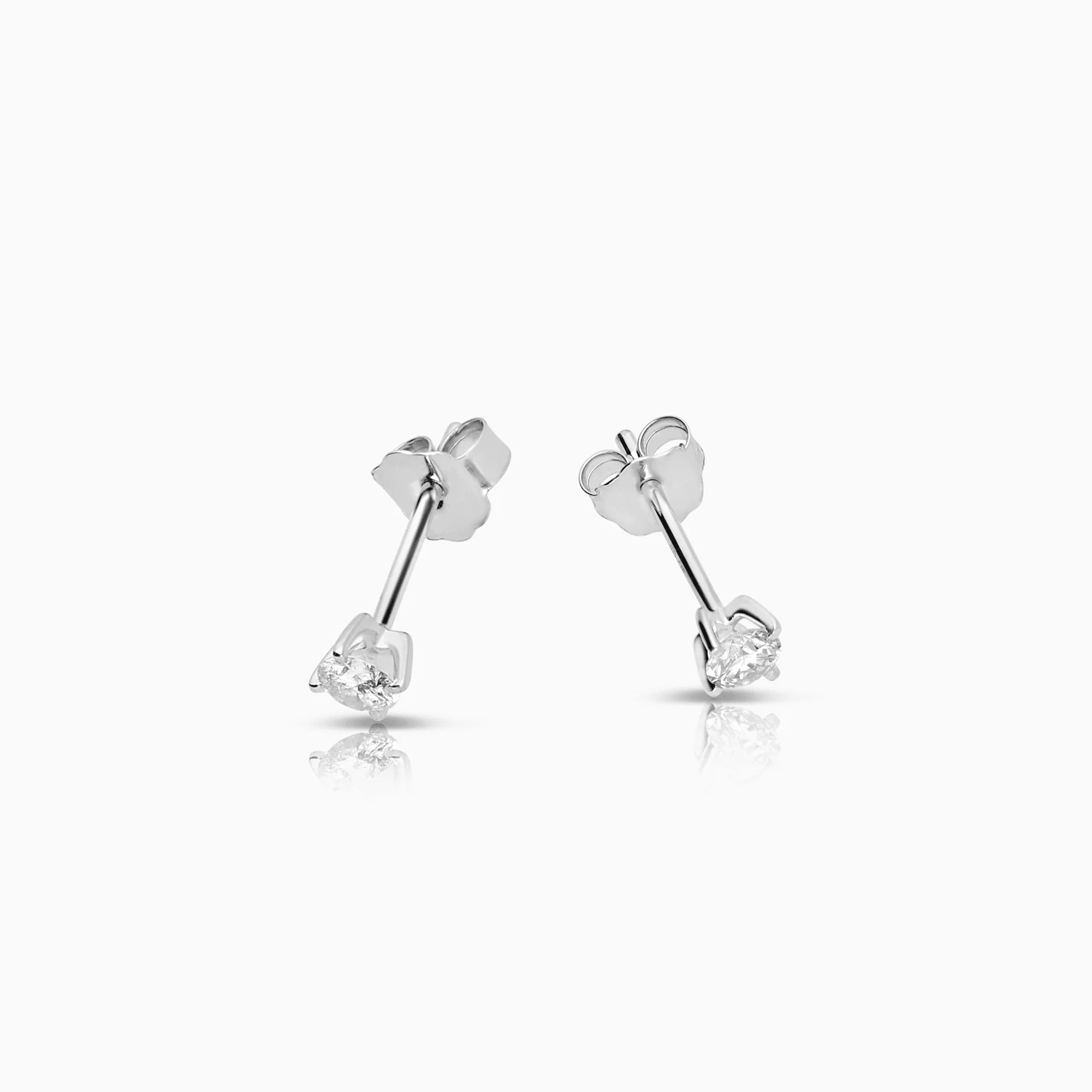 Diamond solitaire earrings 0.20ct 9K white gold - Image 2