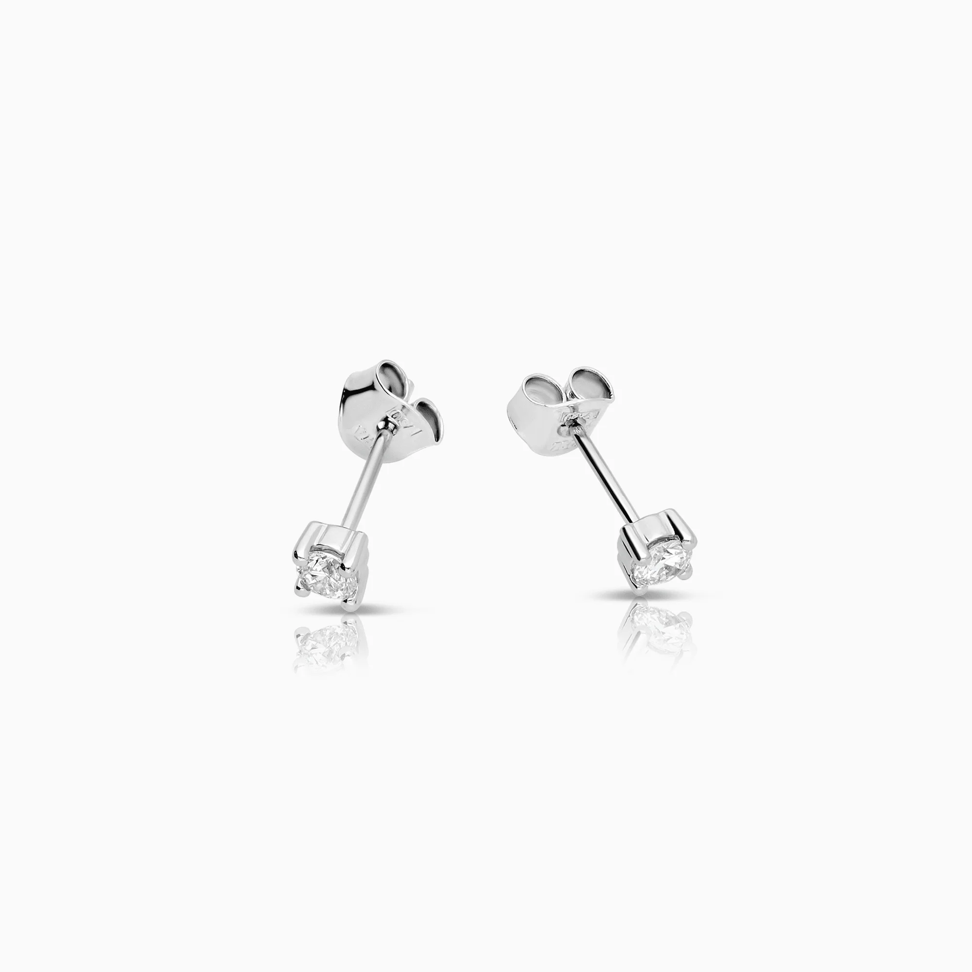 Diamond earrings solitaire 0.25ct 18K white gold - Image 2