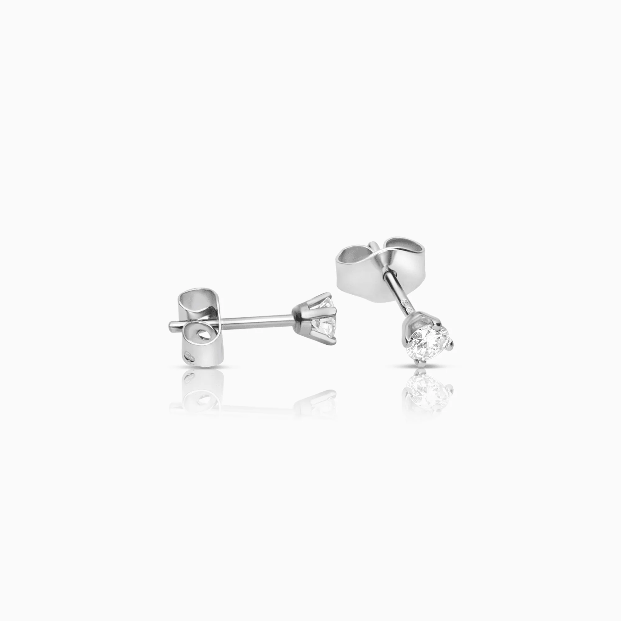 Diamond solitaire earrings 0.30ct 18K white gold - Image 2