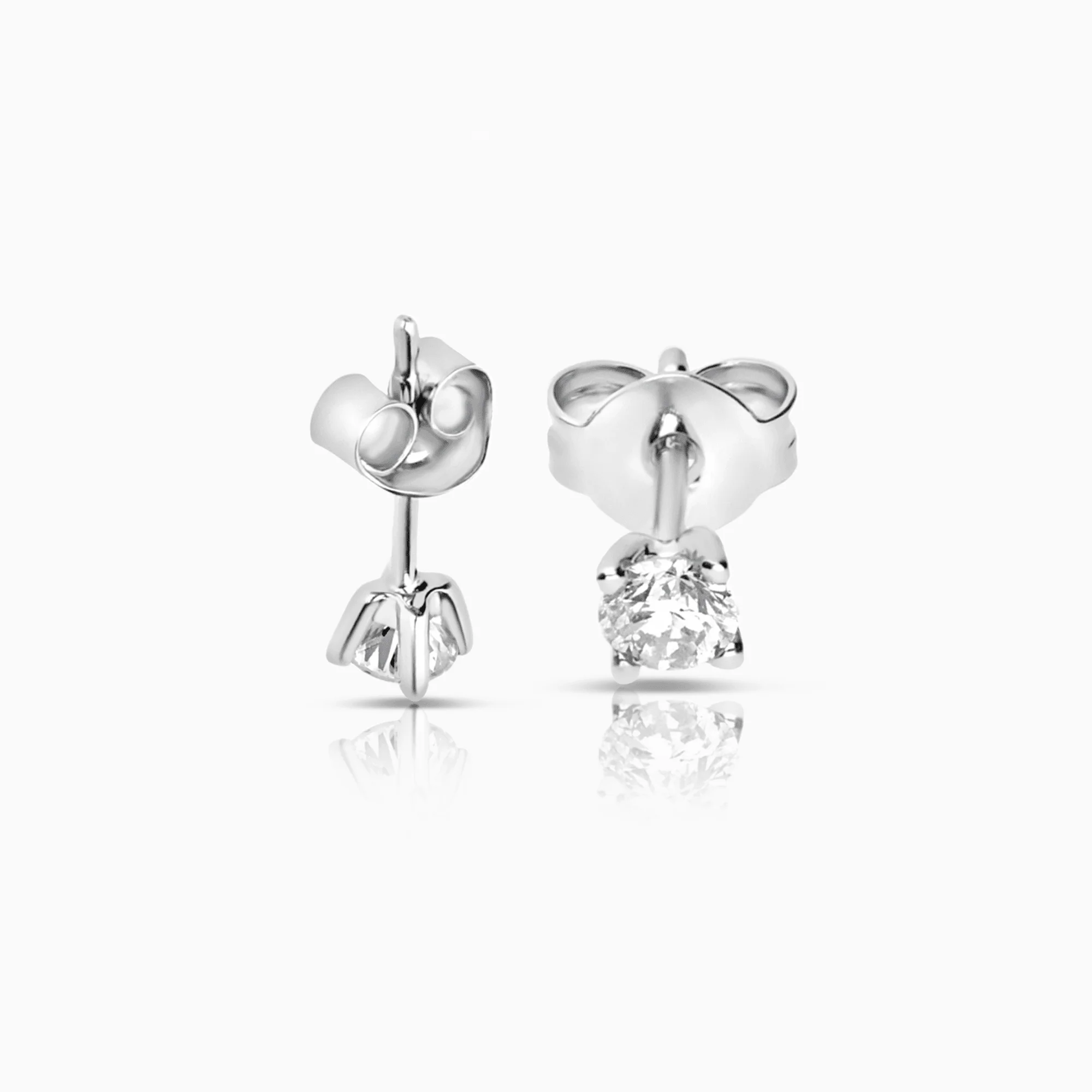 Diamond solitaire earrings 0.30ct 18K white gold - Image 2