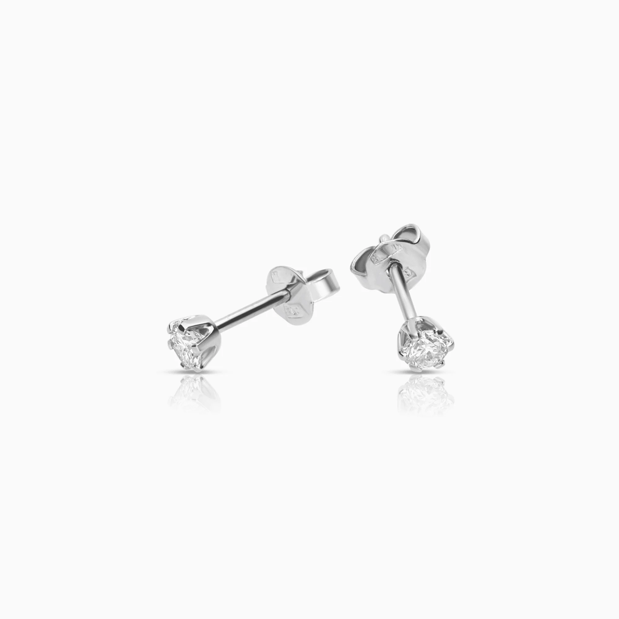 Diamond solitaire earrings 0.30ct 18K white gold - Image 2