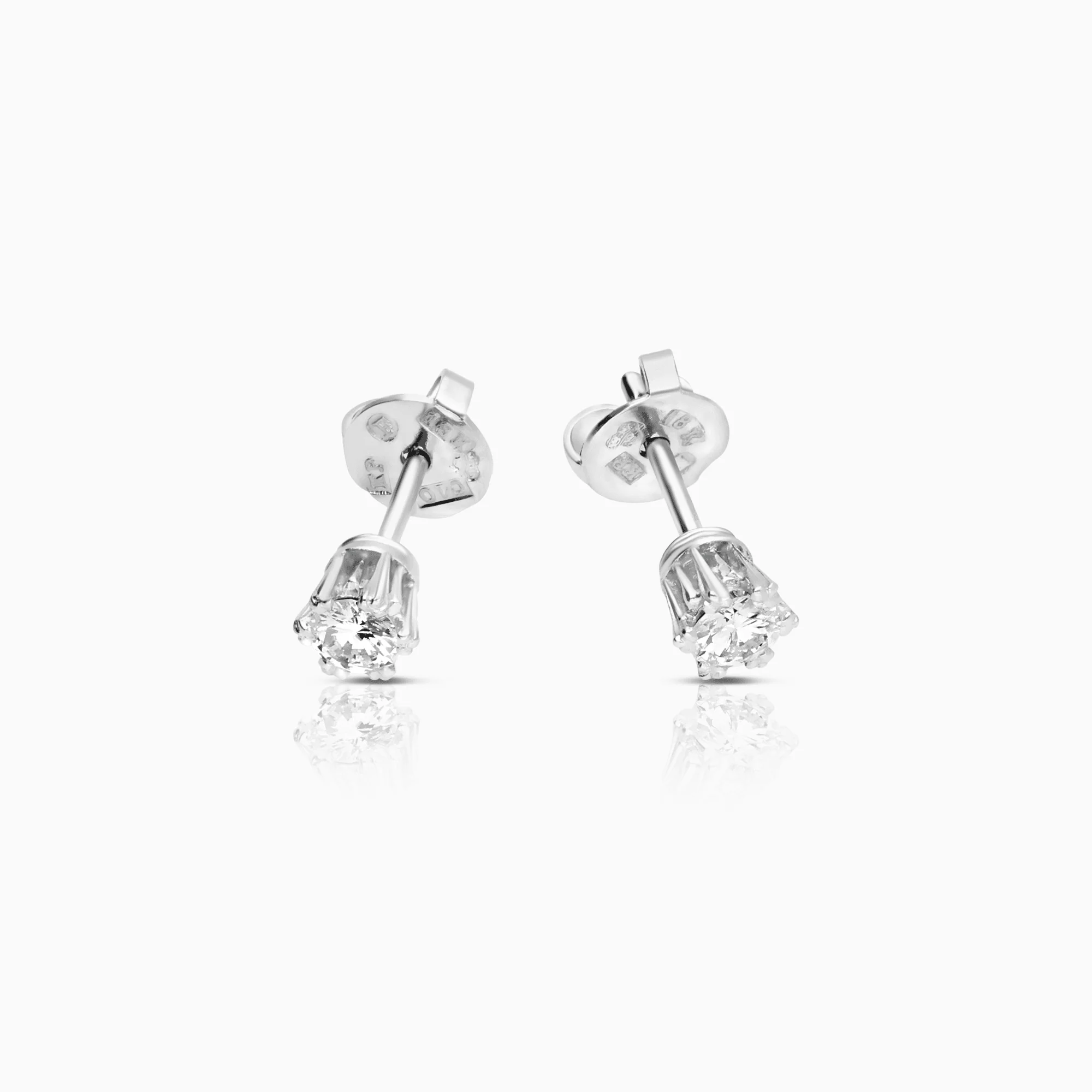 Solitaire diamond earrings 0.34ct 18K white gold - Image 2
