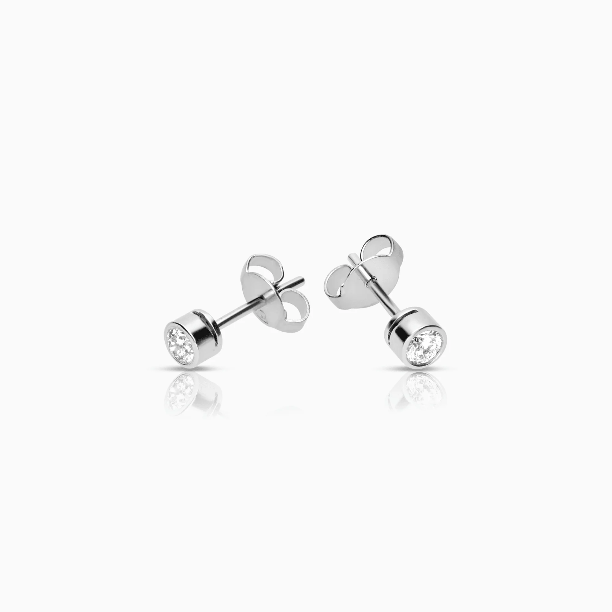 Diamond stud earrings solitaire 0.40ct 18K white gold - Image 2