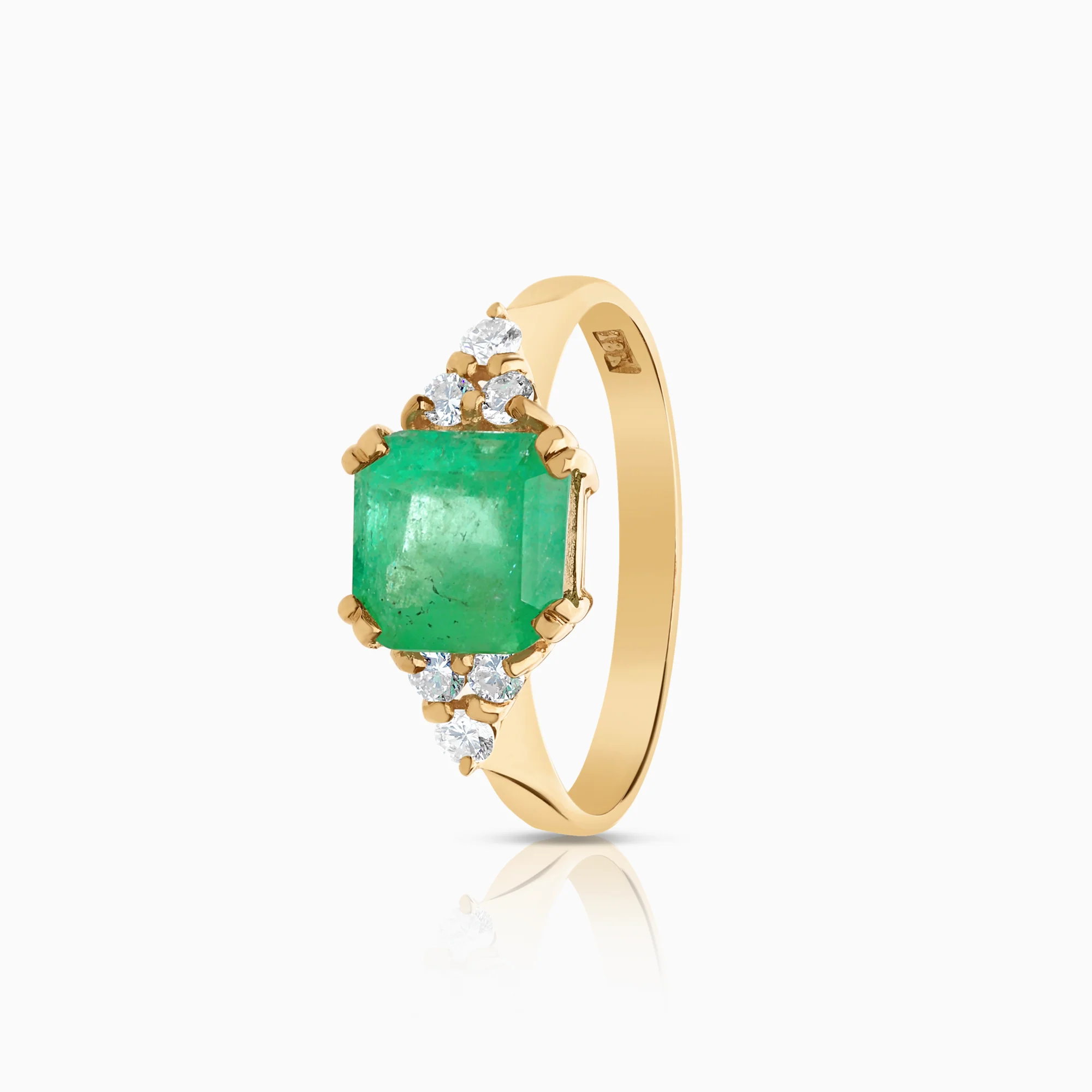 Diamond ring with emerald 0.18ct 18K gold