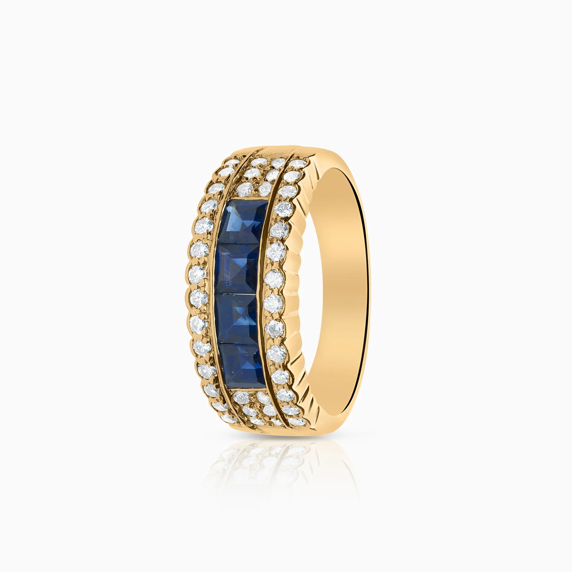 Diamond ring 0.40ct with sapphires 18K gold