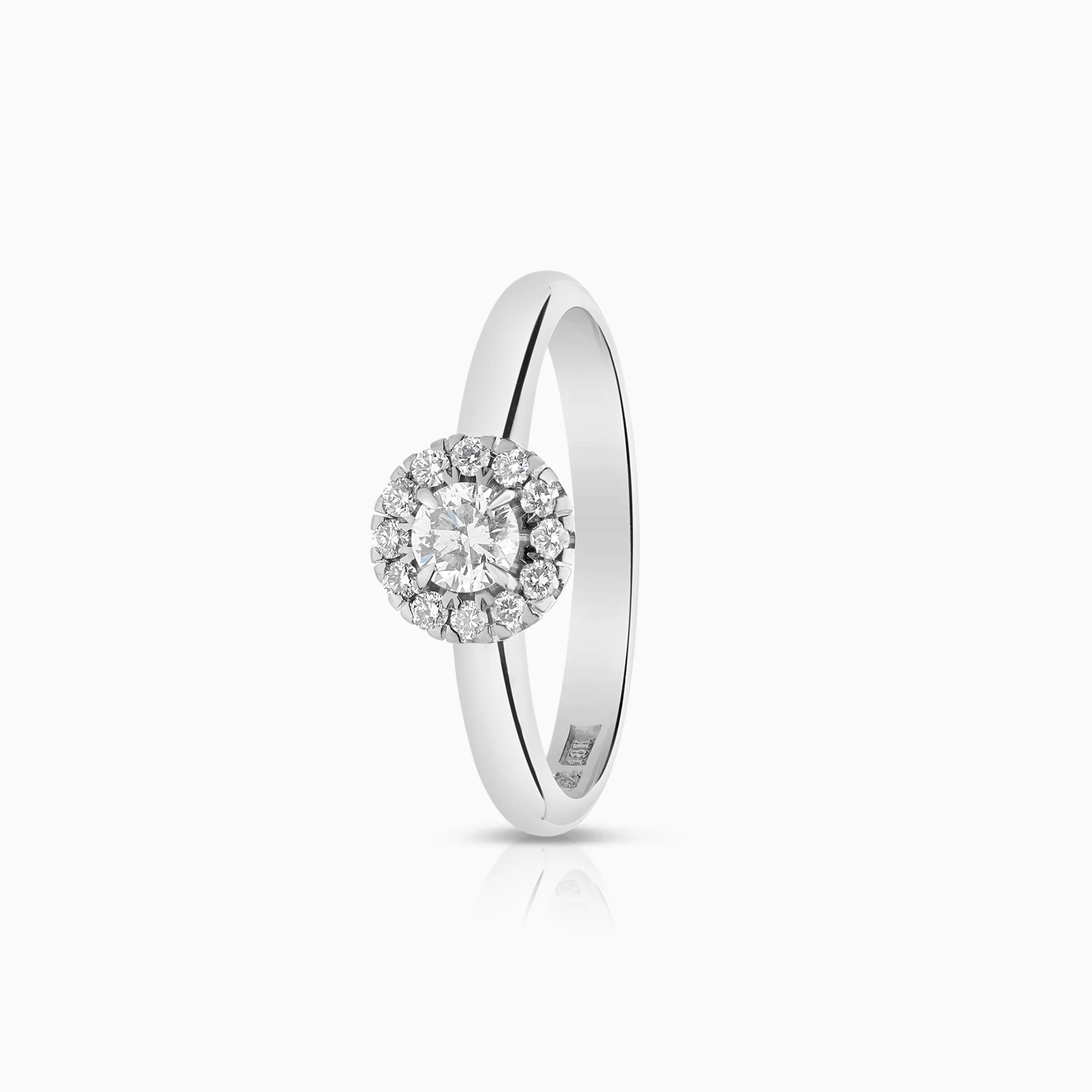 Diamond ring Halo 0.30ct 18K white gold
