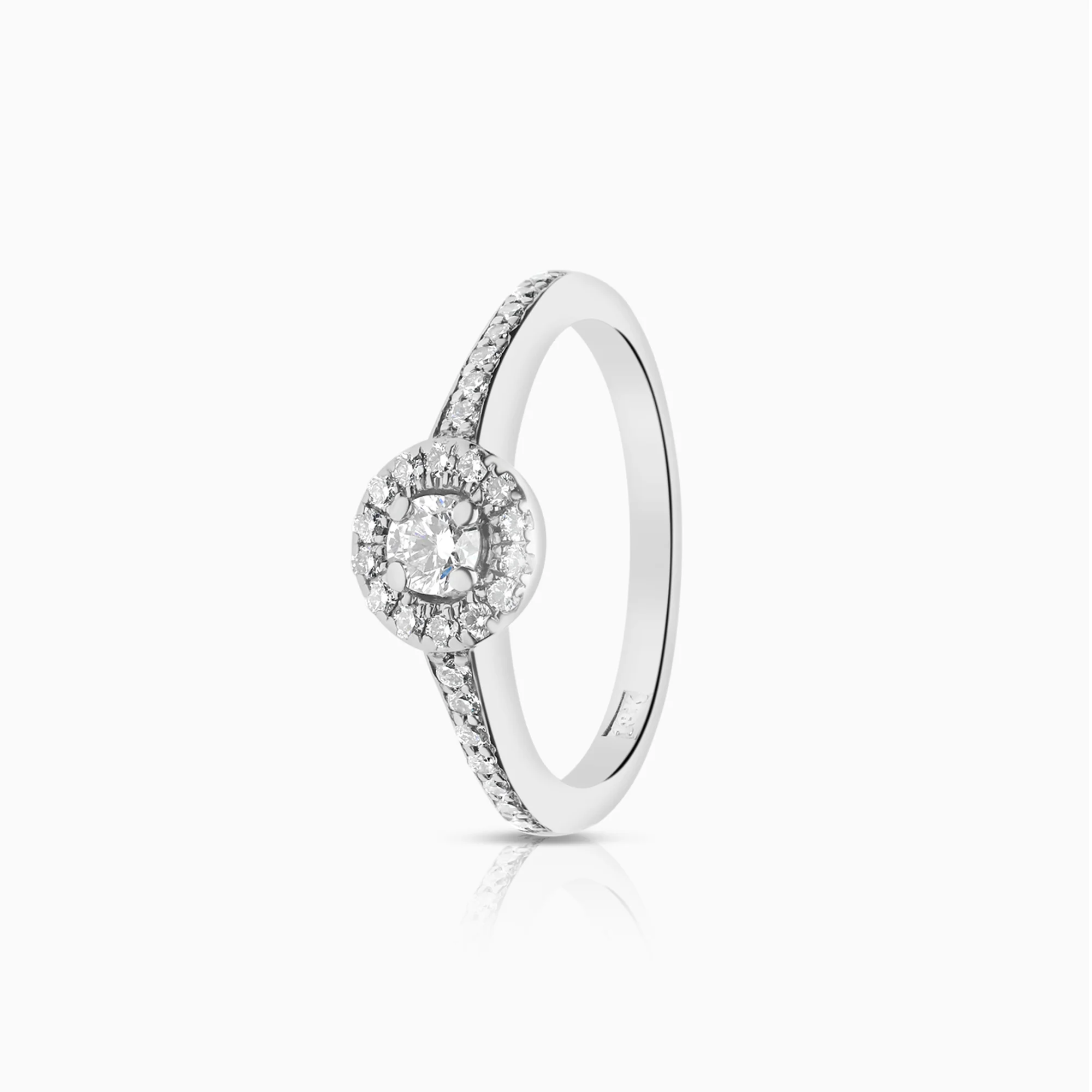 Diamond ring Halo 0.30ct 18K white gold