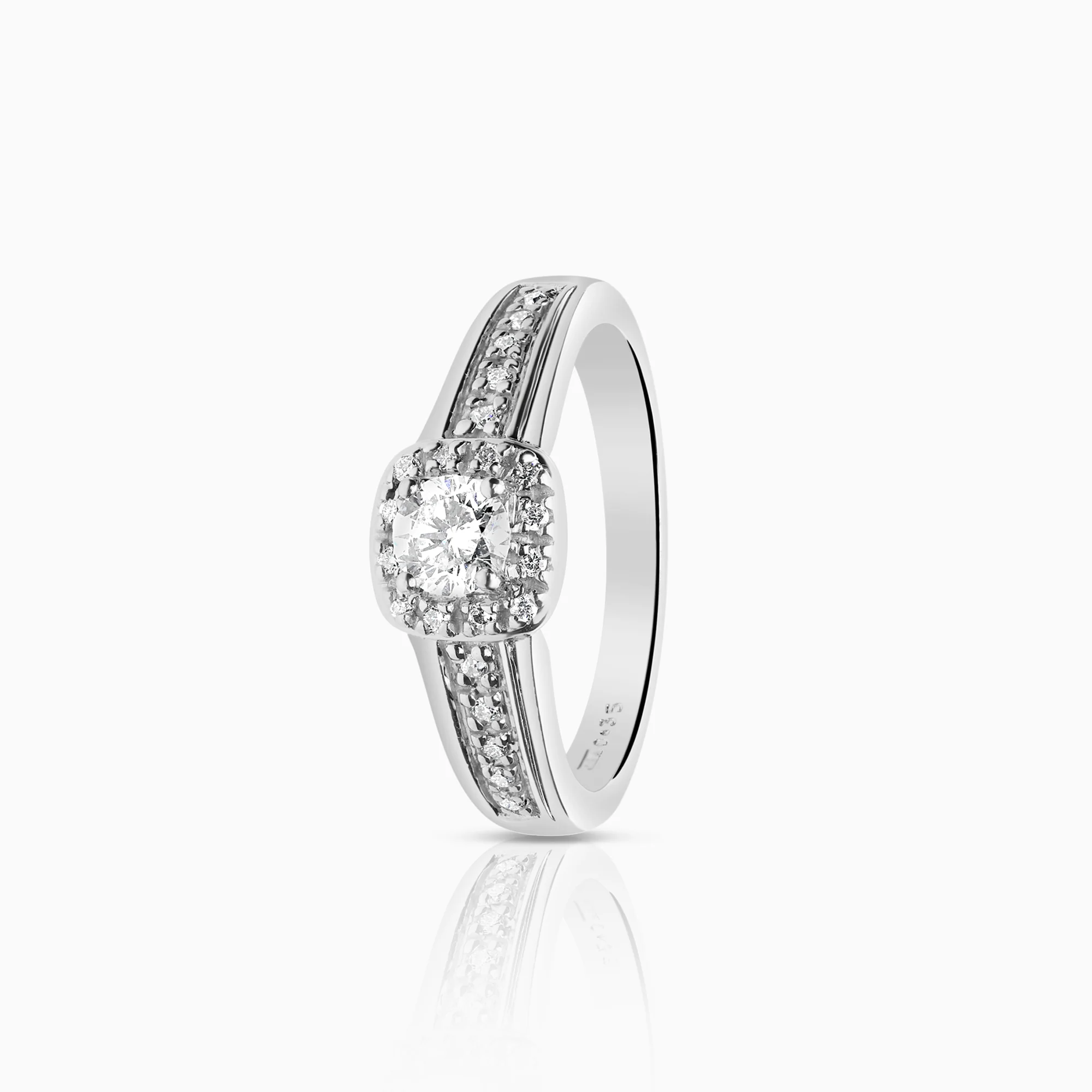 Diamond ring Halo 0.35ct 18K white gold