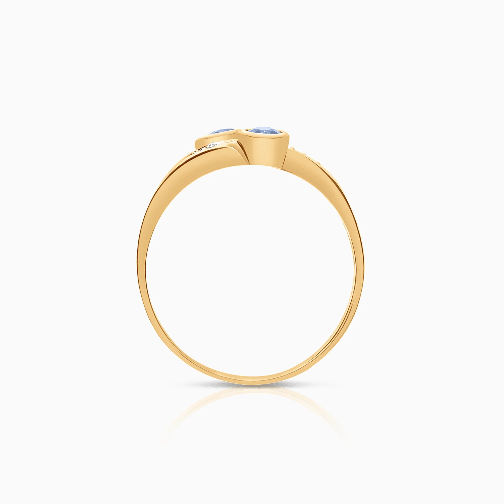 Diamond ring with blue sapphires 0.04ct 18K gold - Image 2