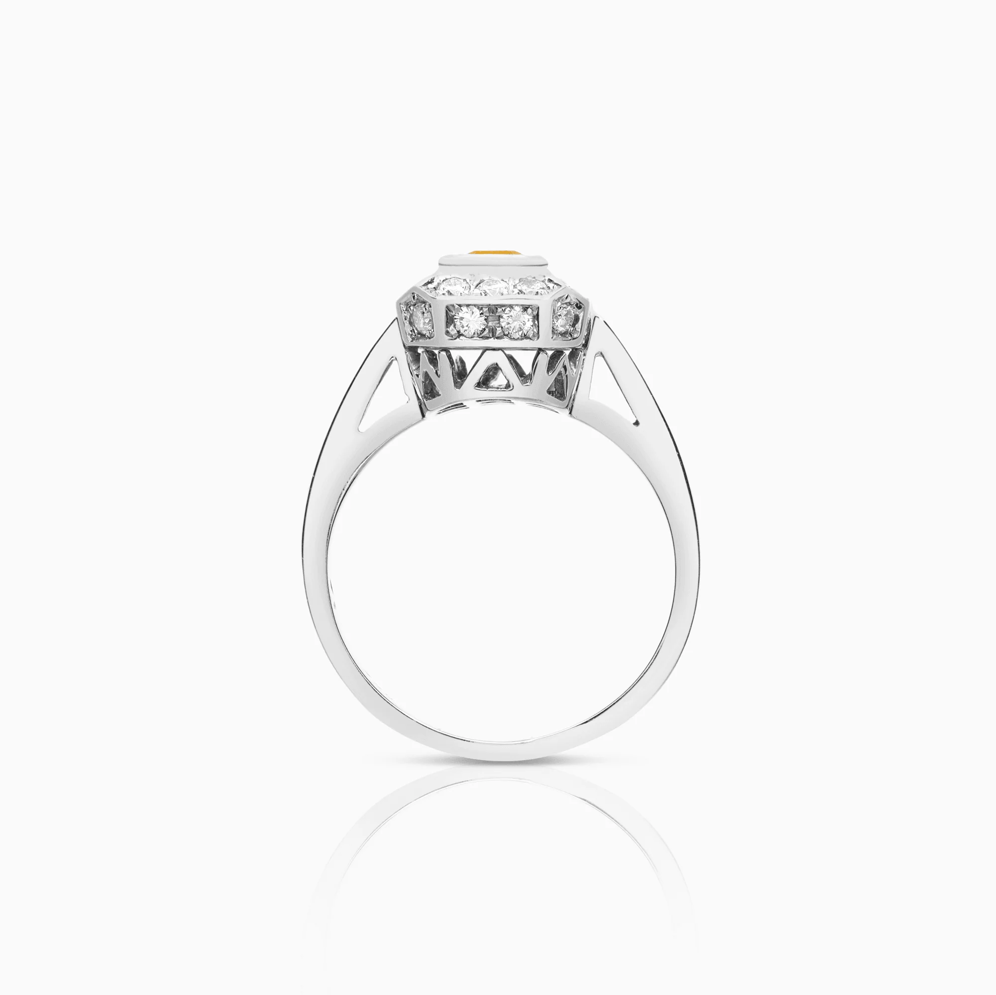 Diamond ring with yellow sapphire 0.50ct 18K white gold - Image 2