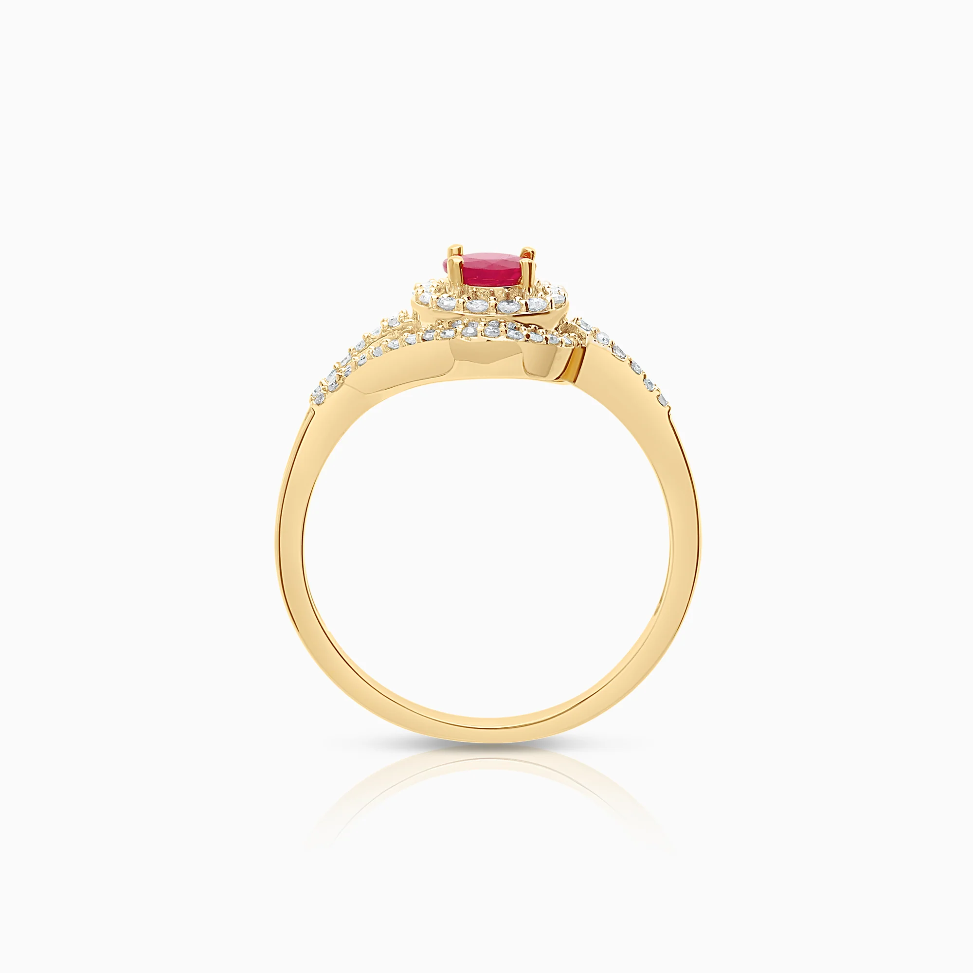 Diamond ring with ruby 0.14ct 18K gold - Image 2