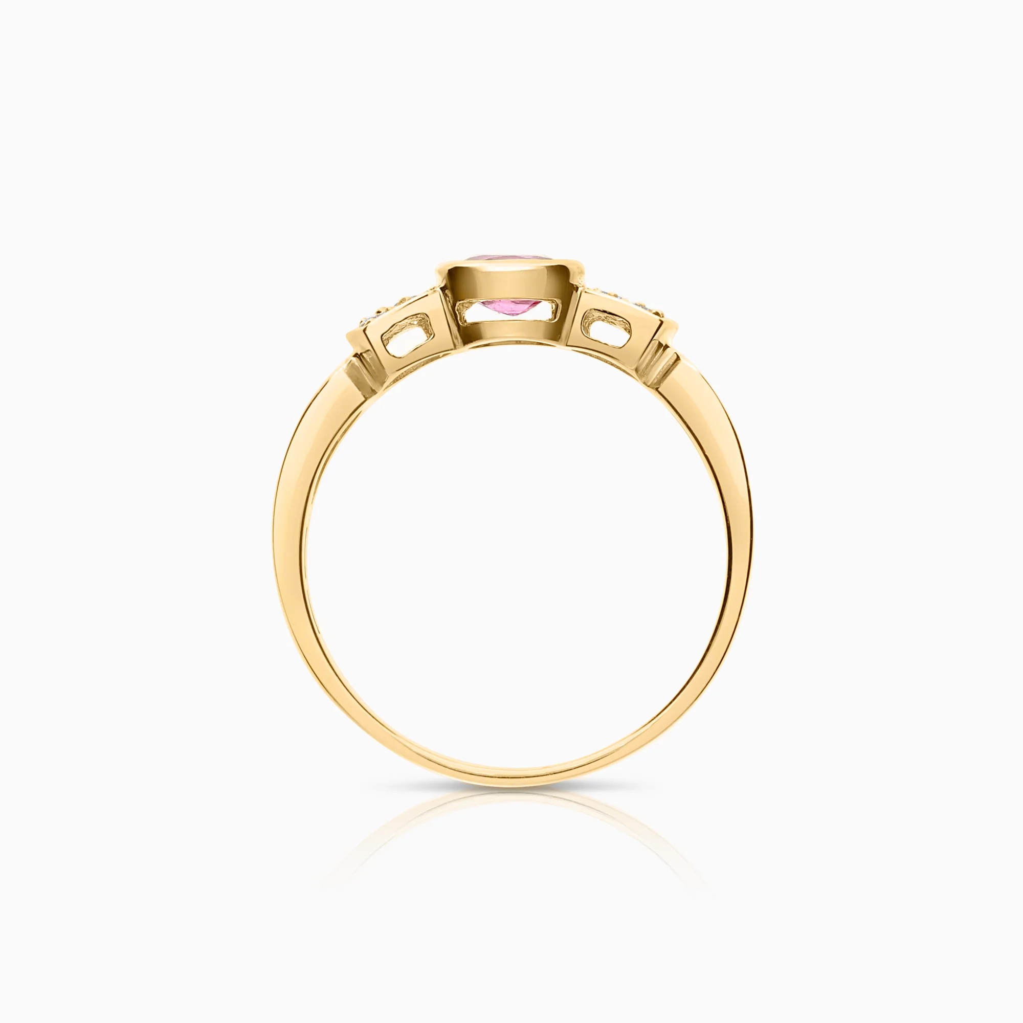 Diamond ring with ruby 0.07ct 18K gold - Image 2