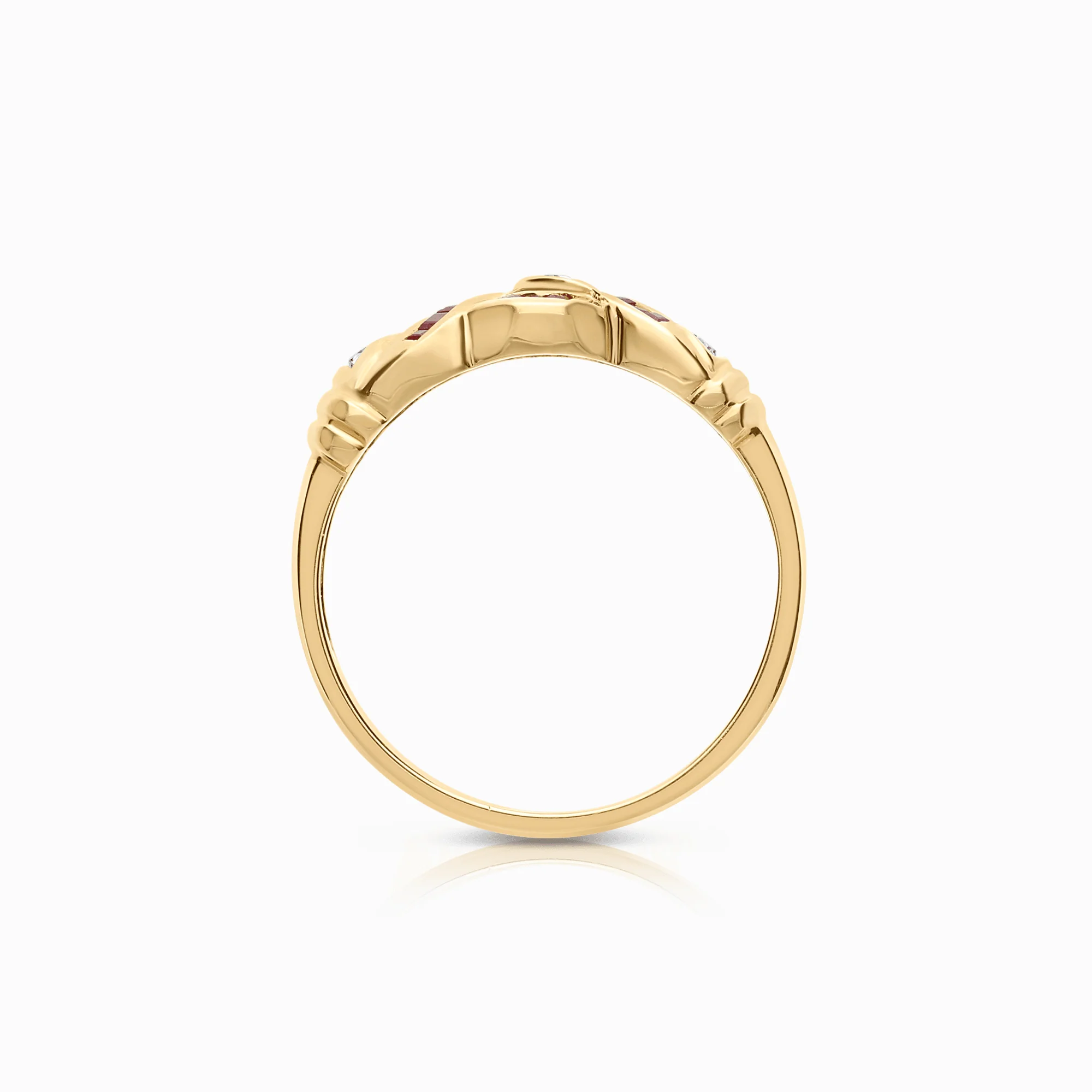 Diamond ring with rubies 0.17ct 18K gold - Image 2