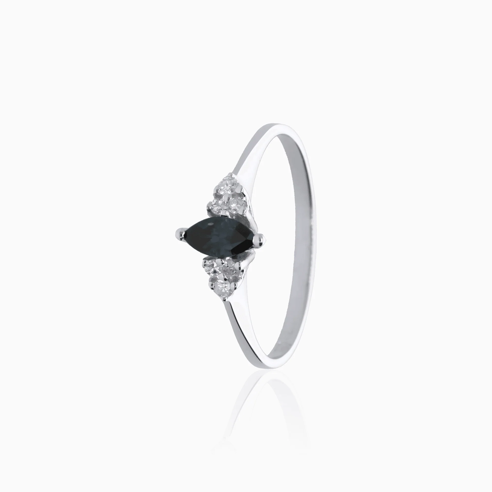 Diamond ring with sapphire 0.18ct 18K white gold