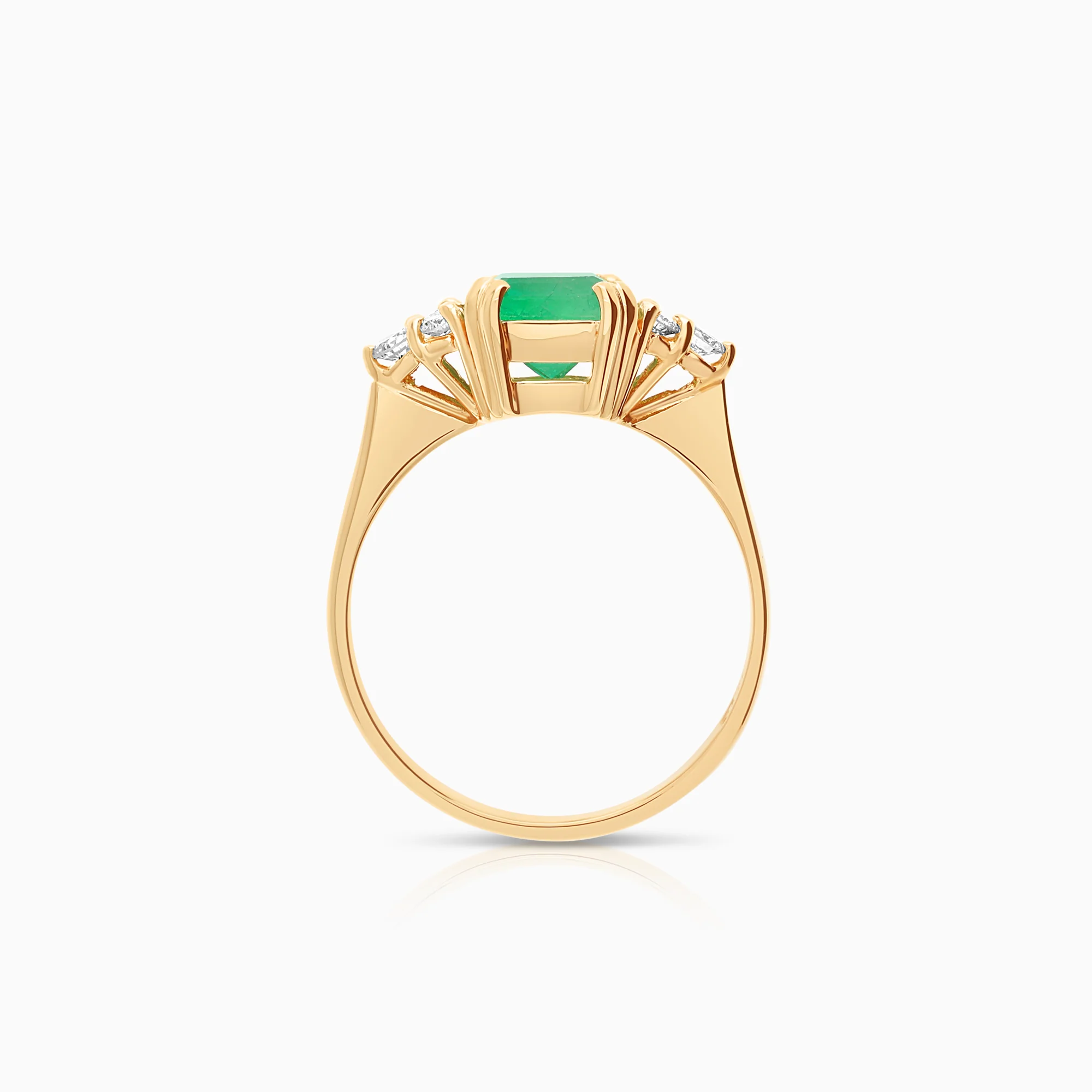 Emerald diamond ring 0.20ct 18K gold - Image 2