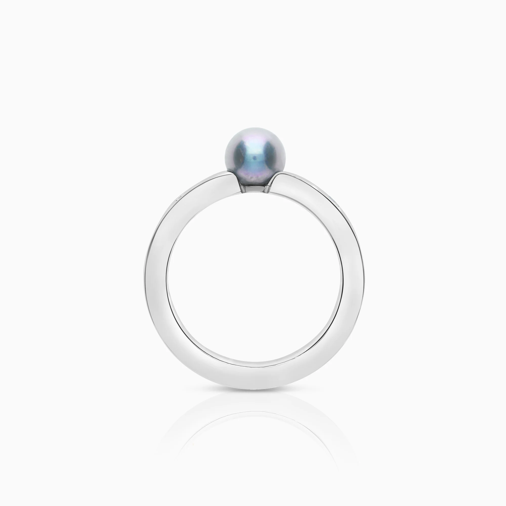Engelbert diamond ring with Tahiti pearl 0.10ct 18K white gold - Image 2