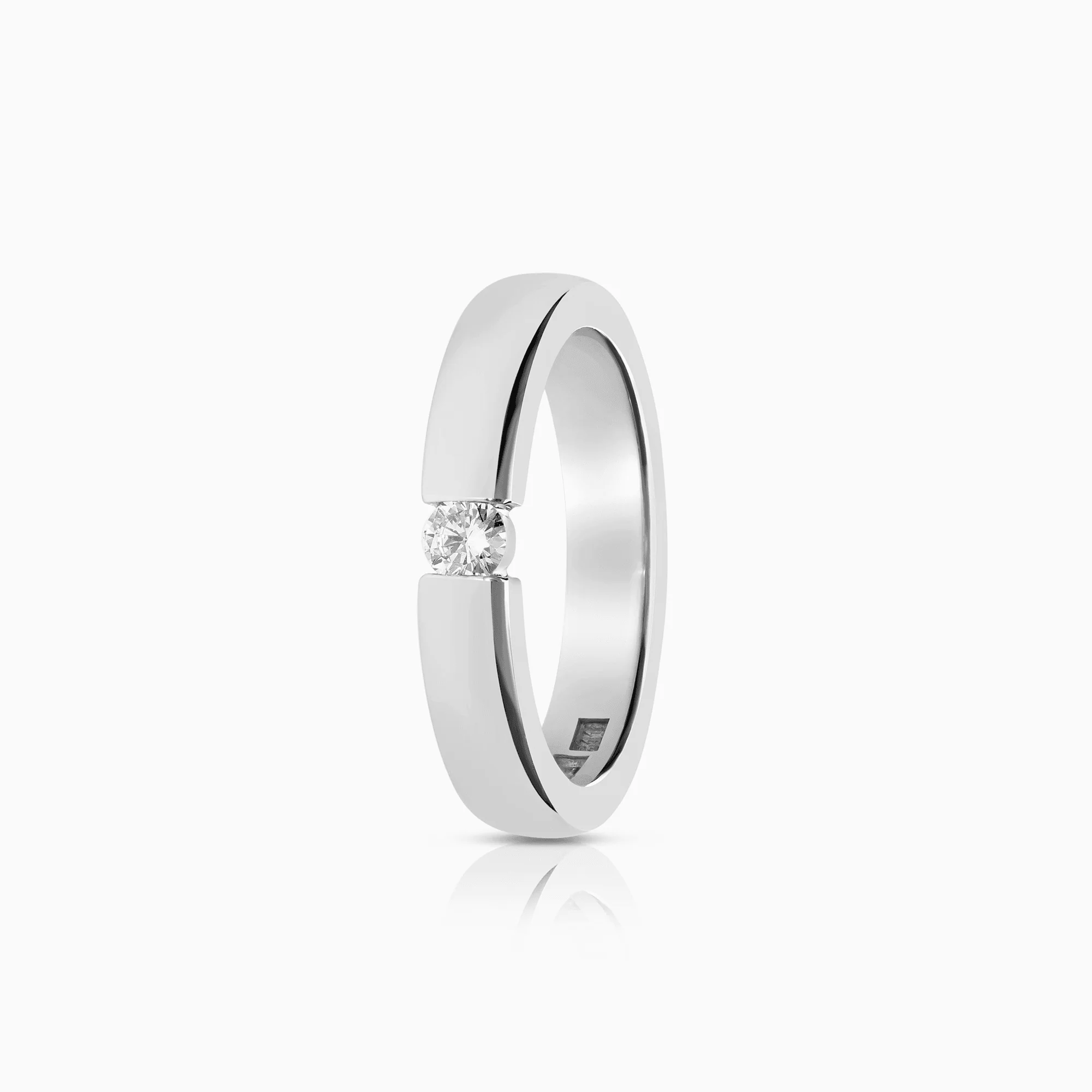 Solitaire ring 0.12ct 18K white gold