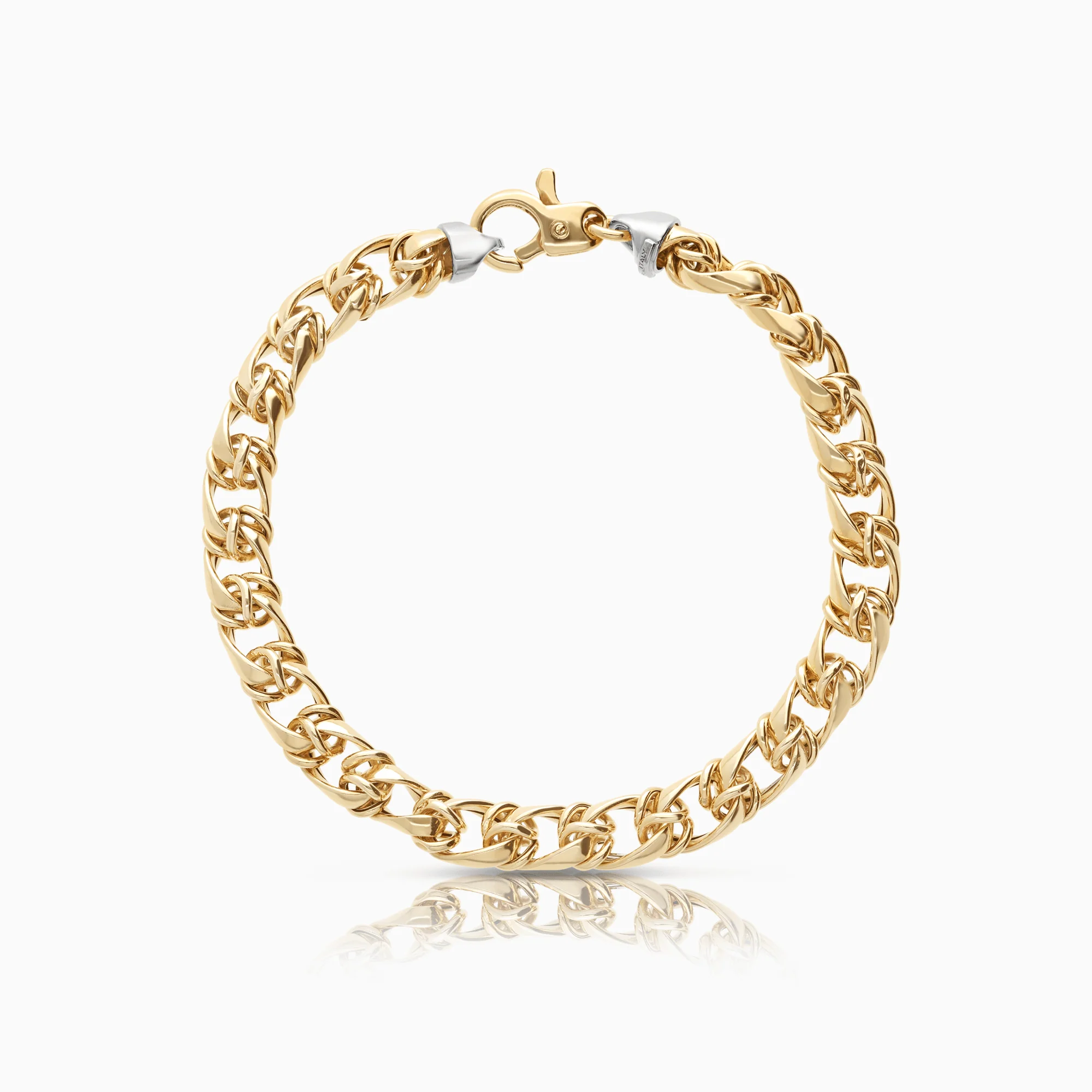 Fantasy link bracelet 9.48g 14K yellow/white gold