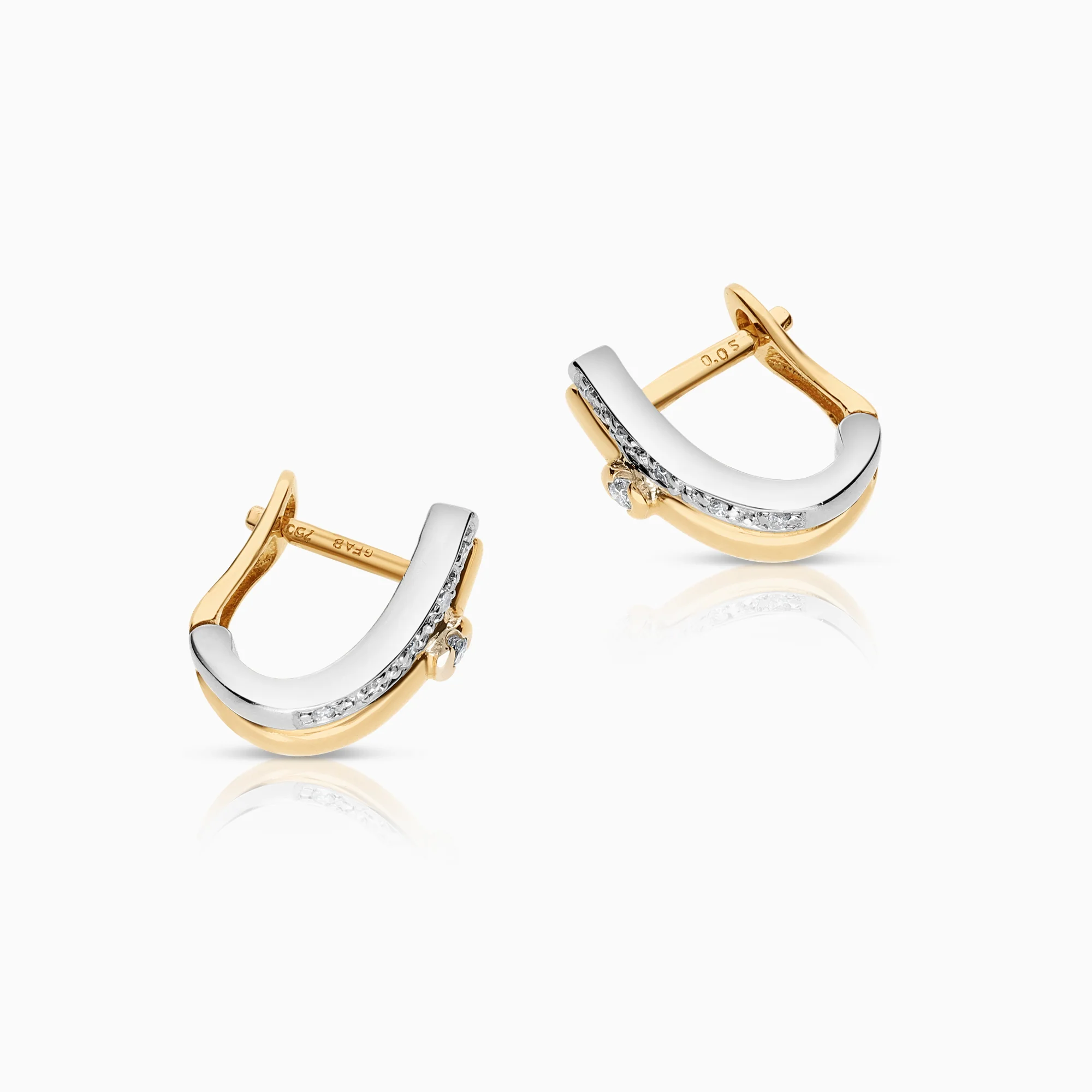Gold earrings 0.10 ct 2.96g 18K white gold - Image 2
