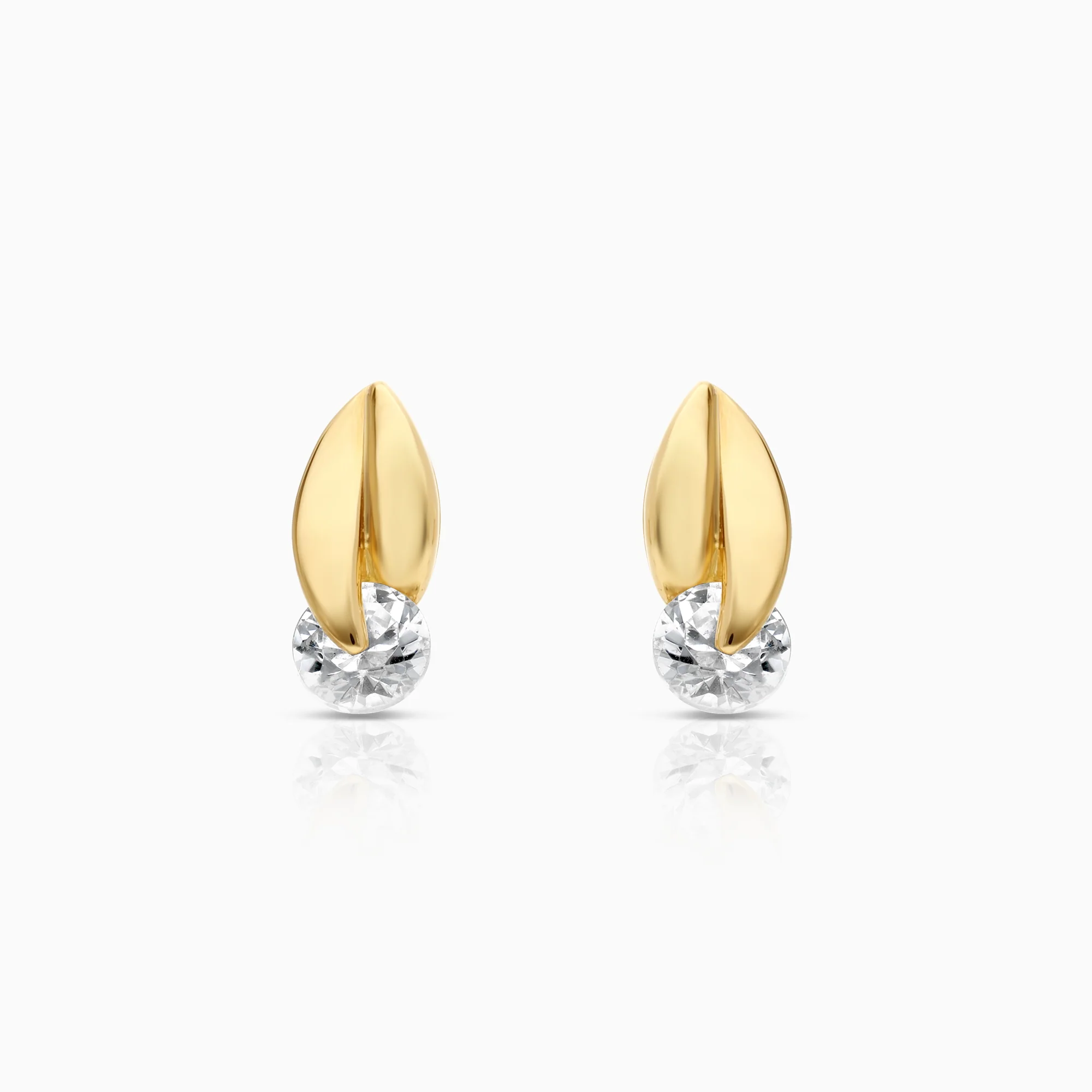 Gold earrings with white cubic zirconia 1.24g 18K gold